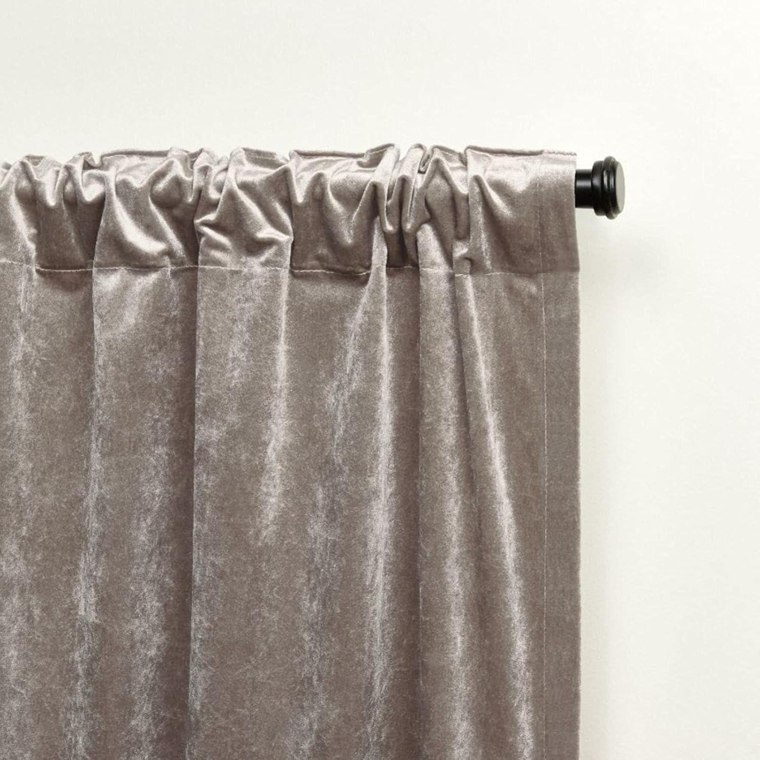Set of 2 (84"x52") Velvet Heavyweight Hidden Tab Top Curtain Panels Taupe - Exclusive Home: Light Filtering Window Curtains