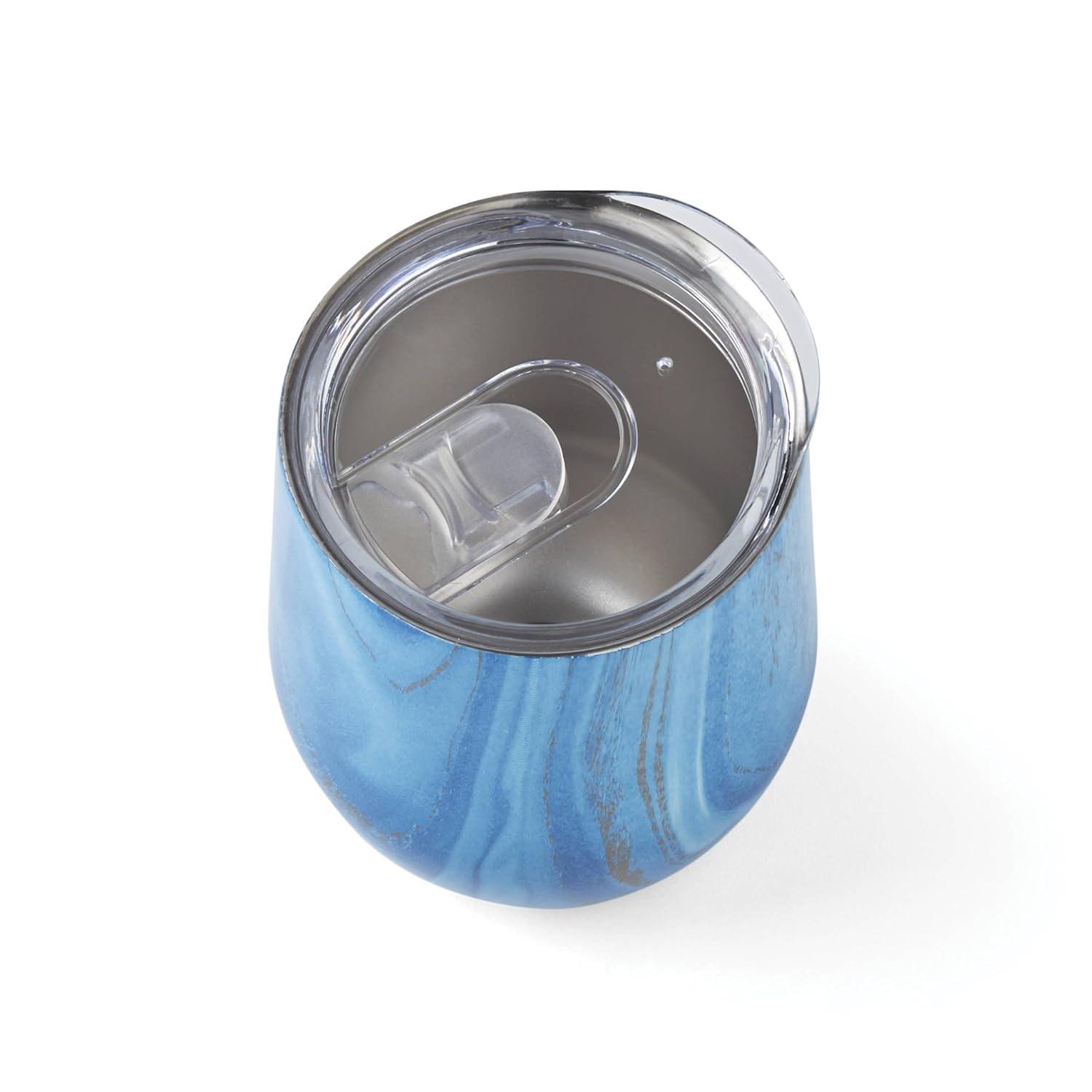 Cambridge ECW3BLCB2DS Blue 2 Pack of 12 oz Geode Decal Stainless Steel Wine Tumblers
