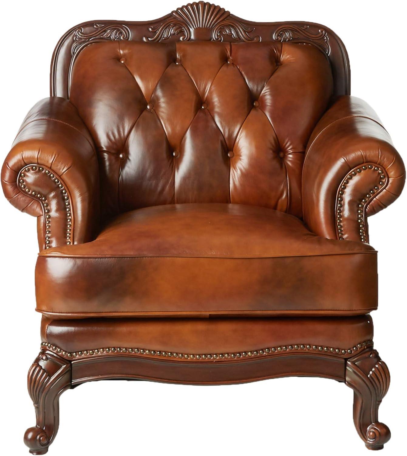 Victoria Rolled Arm Chair Tri-tone and Brown