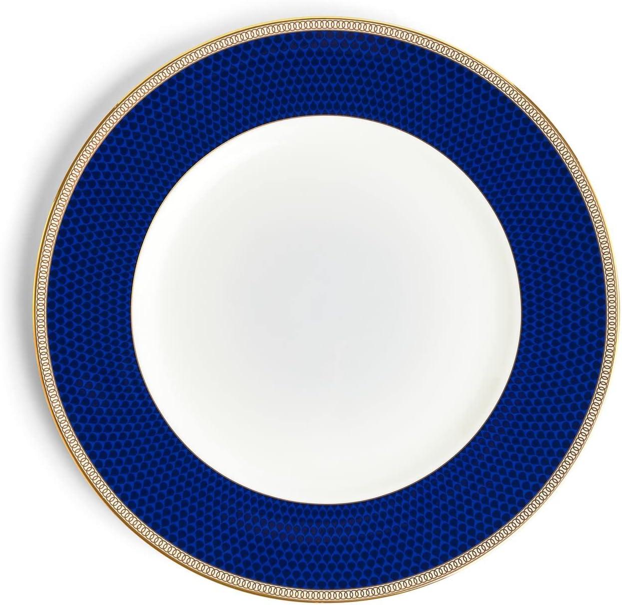 Hibiscus Dinner Plate, 10.75", White And Blue