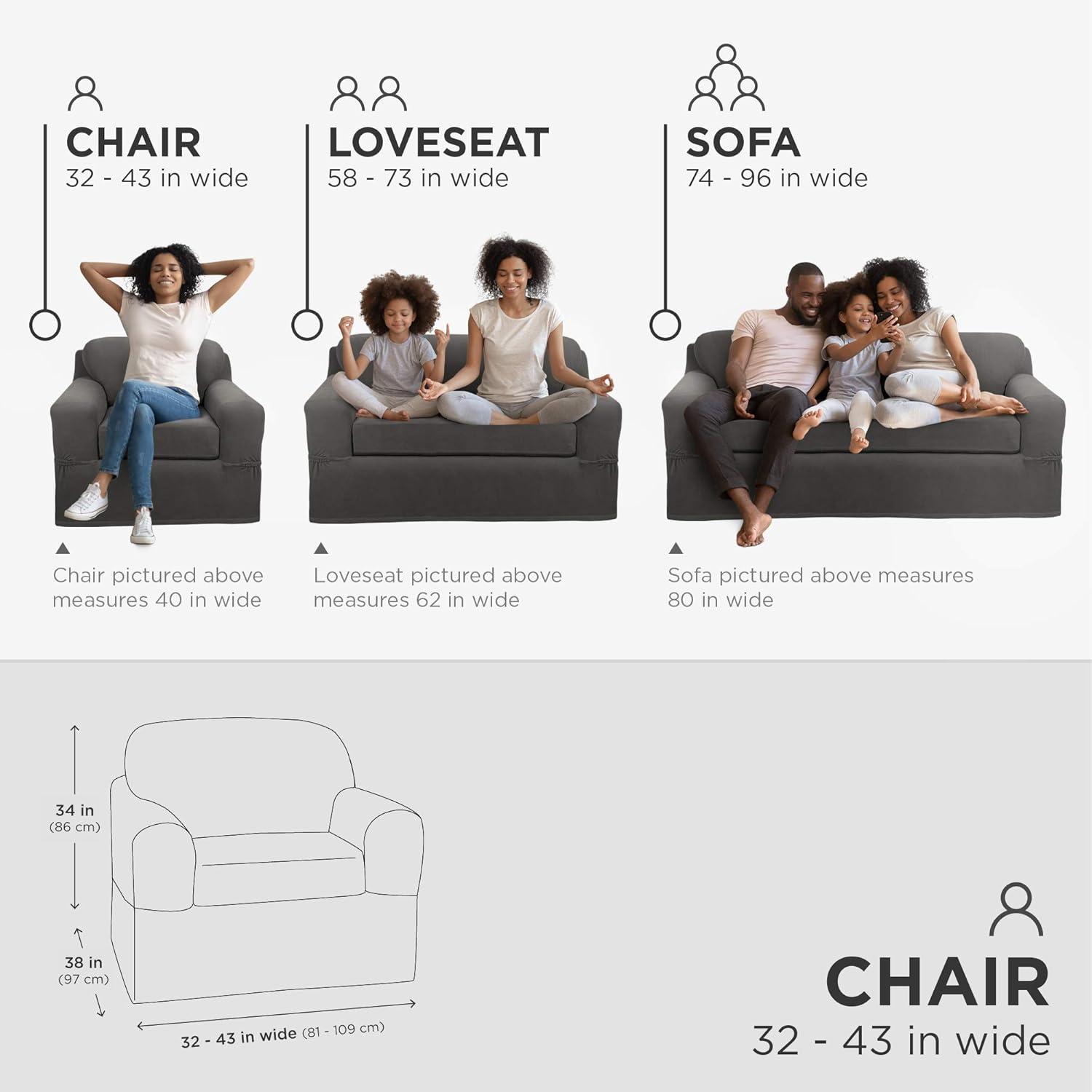 Maytex  Stretch Pixel Chair 2 Piece Furniture / Slipcover Charcoal 42-43" wide, 38"deep, 34" high