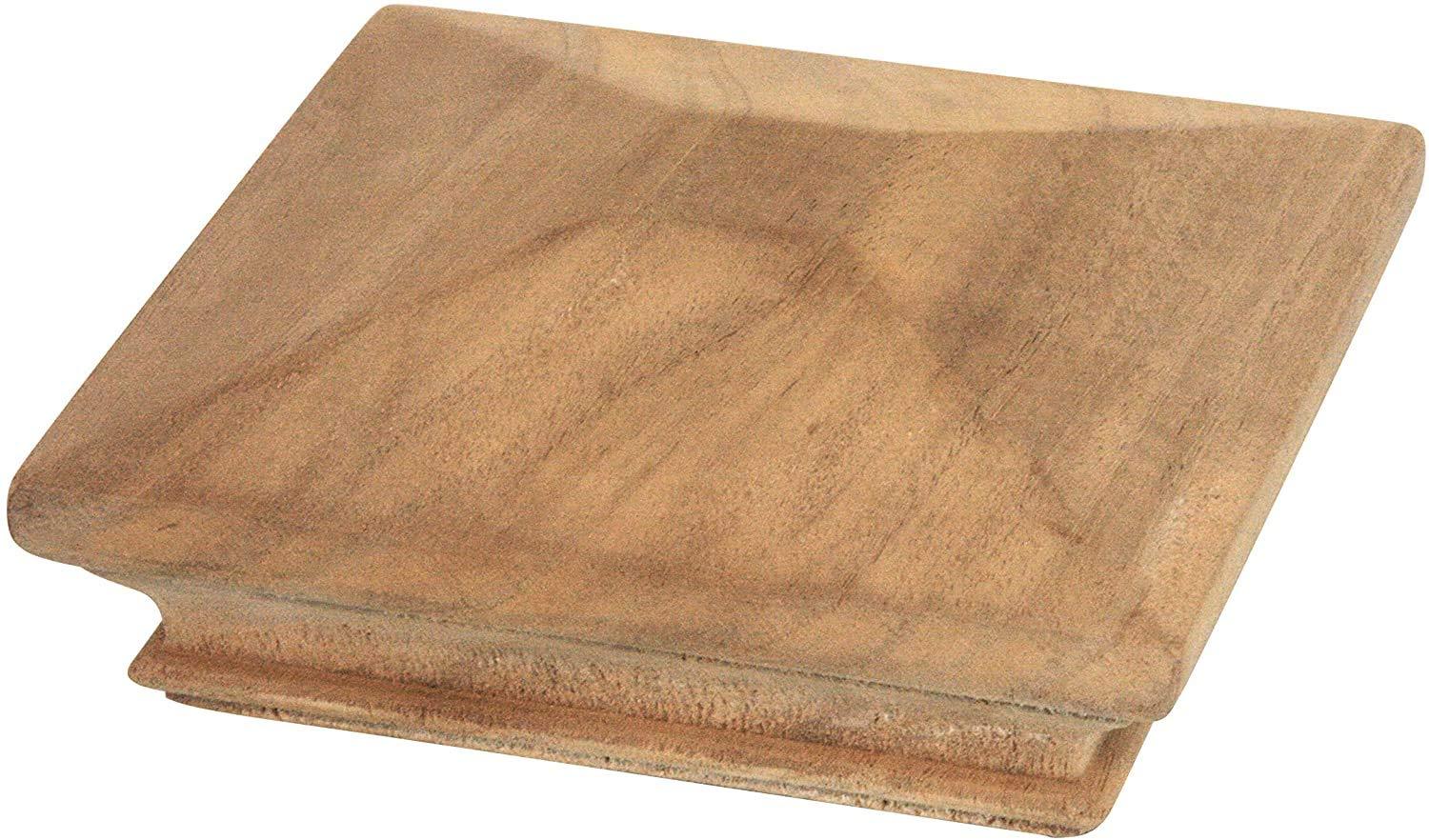 3.5" x 3.5" Wood ONE-Piece Slip Over Post Cap - Traditional Pyramid - One-Piece Miterless - 3/8" Extended Lip - (for 4x4 Post Measuring 3-1/2" x 3-1/2")