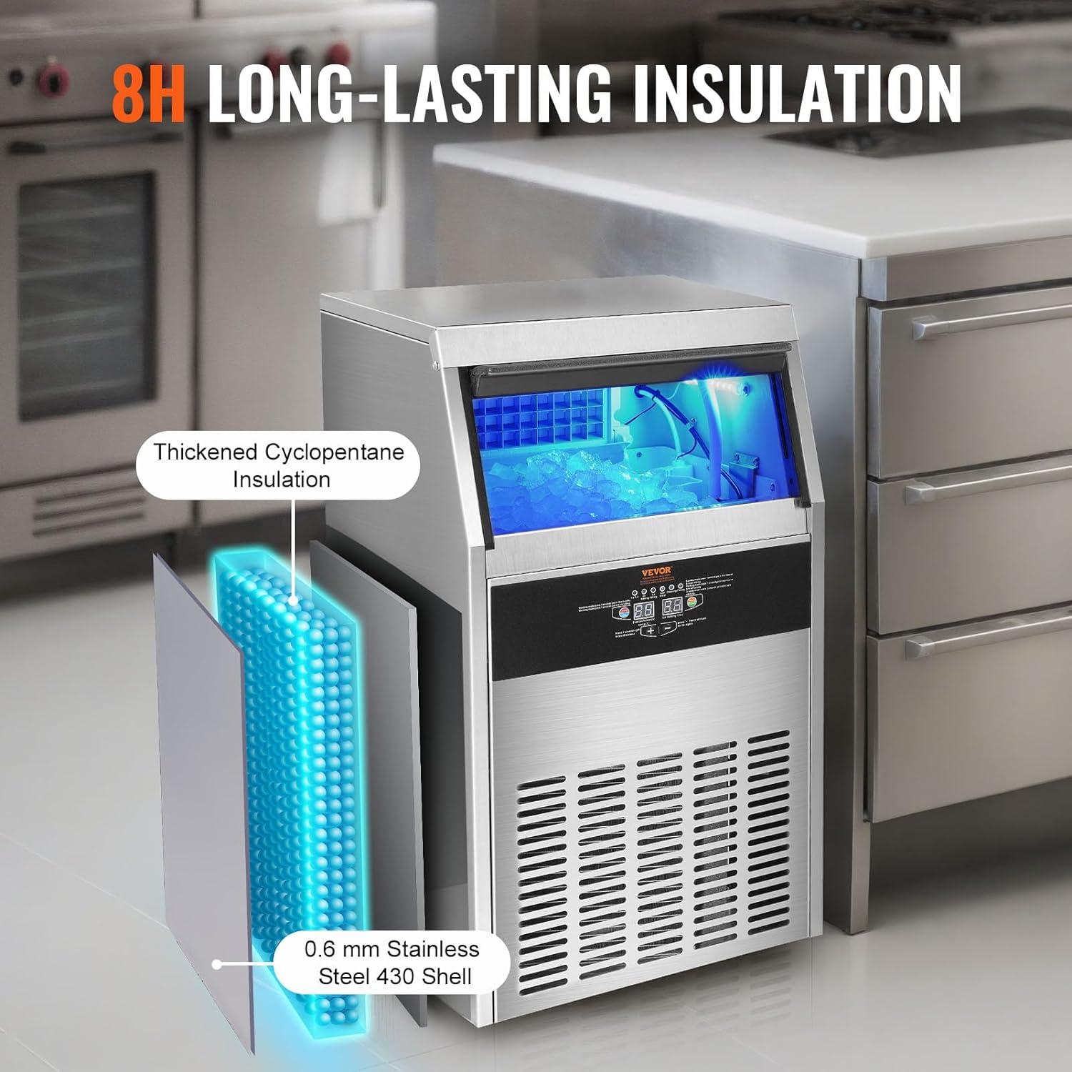VEVOR VEVOR 100 Lb. Daily Production Cube Clear Ice Freestanding Ice Maker