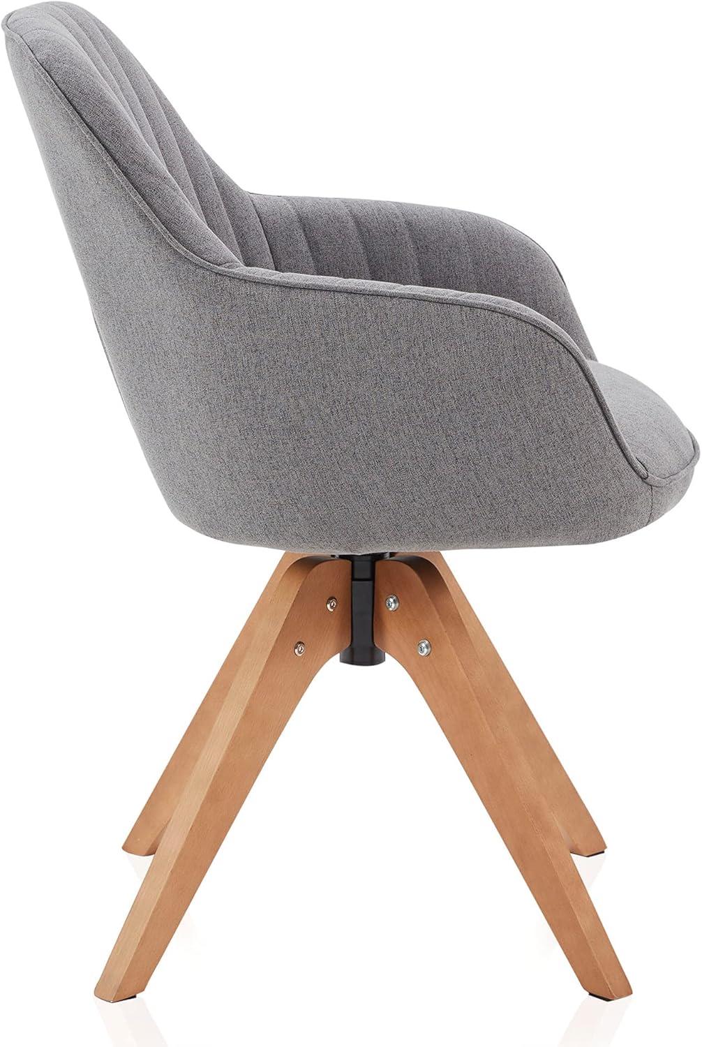 BELLEZE Mid Century Modern Swivel Accent Chair Linen Upholstered with Beech Wood Legs, Cute Desk Task Chair Armchair for Living Room Bedroom Home Office - Kameron(Grey)