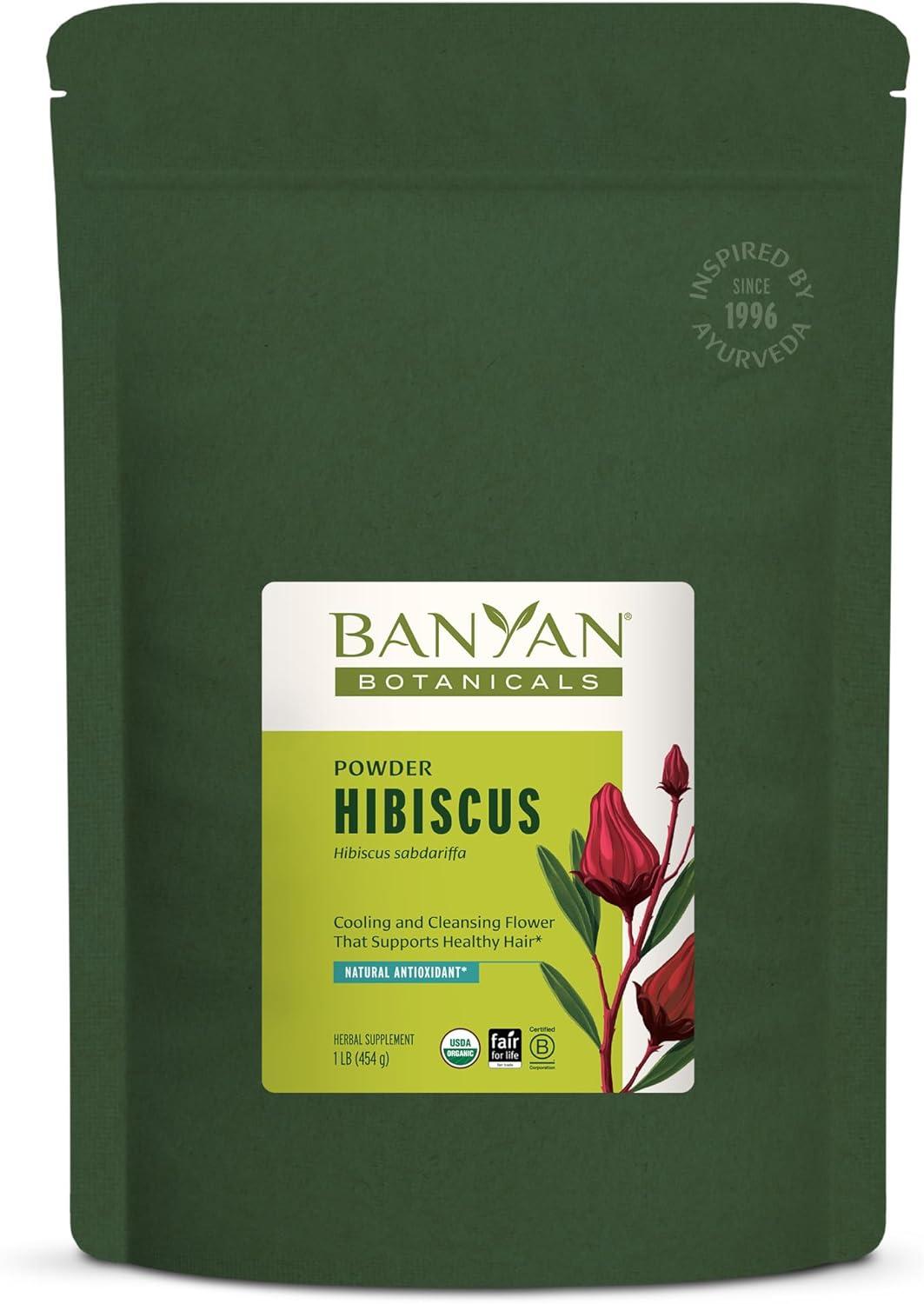 Banyan Botanicals Hibiscus Powder – Organic Hibiscus sabdaiffa – For Refreshing Hibiscus Tea – Supports Healthy Hair & Skin* – 1 lb. – Non-GMO Sustainably Sourced Vegan
