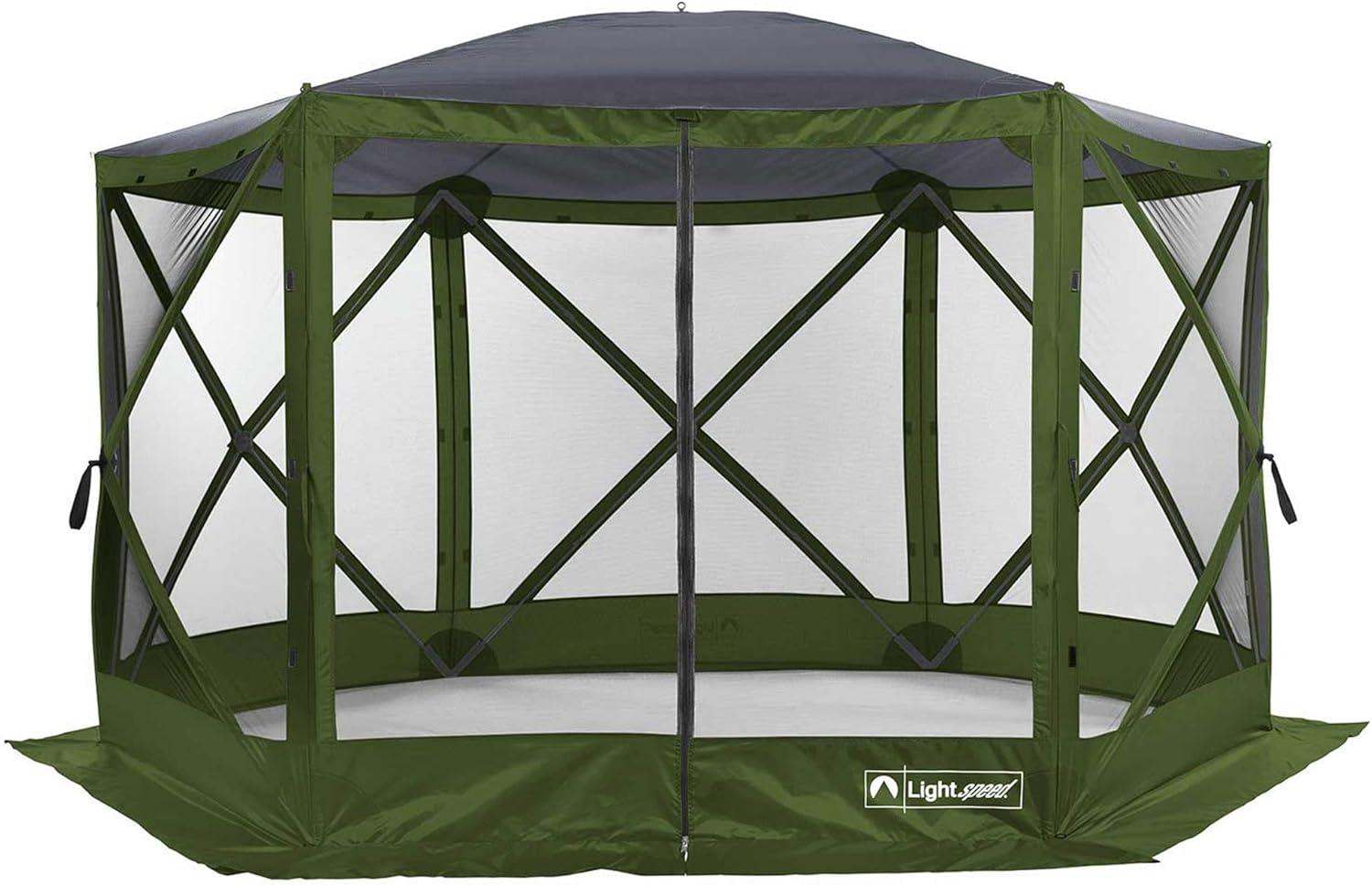 ECR4Kids ECR4Kids Lightspeed Outdoors Pop-Up 6-Sided Screen Shelter, Camping Gazebo, Green