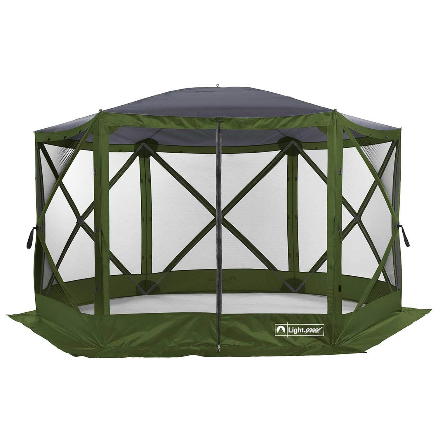 ECR4Kids ECR4Kids Lightspeed Outdoors Pop-Up 6-Sided Screen Shelter, Camping Gazebo, Green