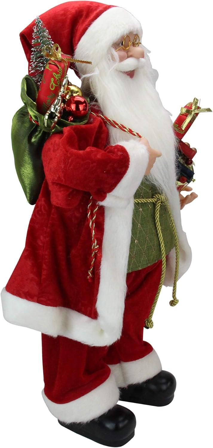 24" Red and White Santa Claus with Presents and Drum Christmas Figure