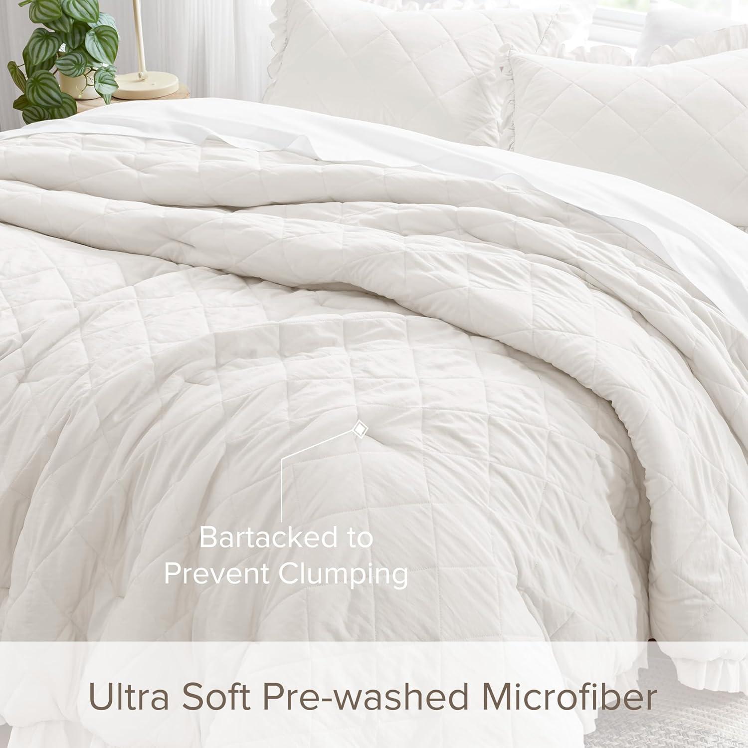 Ivory King Microfiber Shabby Chic Comforter Set