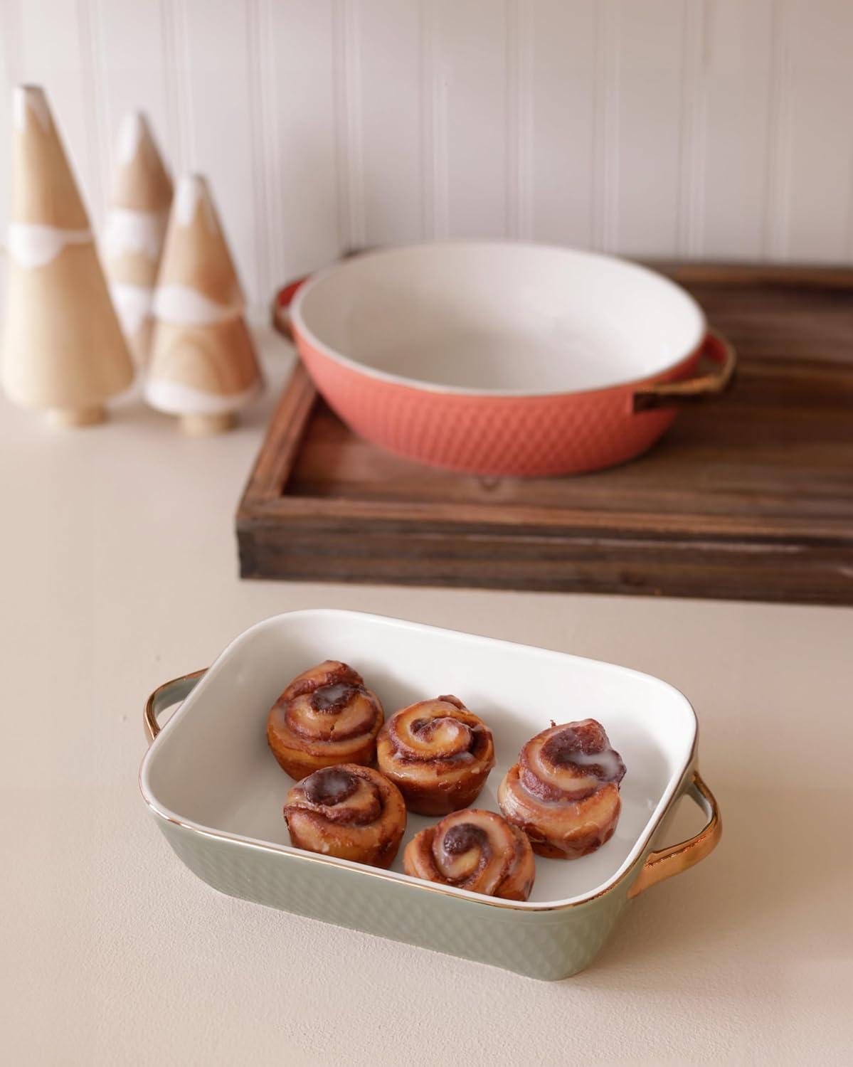 Beatriz Ball CERAMIC Small Rectangular Baker With Gold Handles