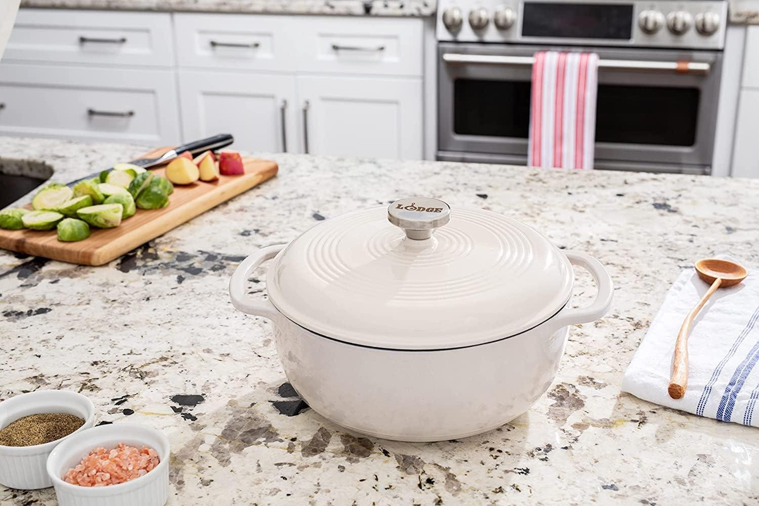 Oyster White 7.5 Quart Enameled Cast Iron Dutch Oven