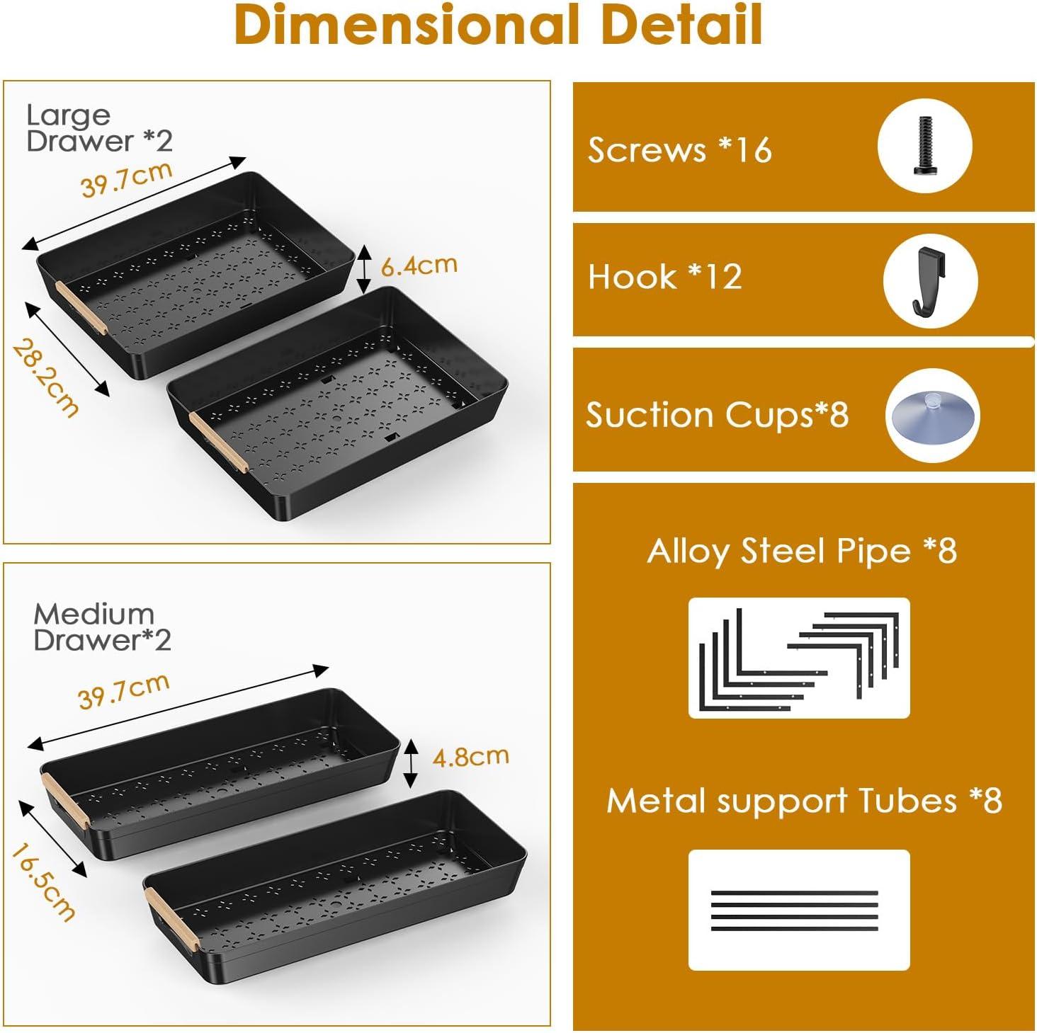 Rebrilliant Under Sink Organizer, 2 Tier Under Sink Organizers And Storage, Metal Slide Out Pull Out Cabinet Organizer ,2 Pack Sliding Drawer Organizer For Kitchen Bathroom Pantry