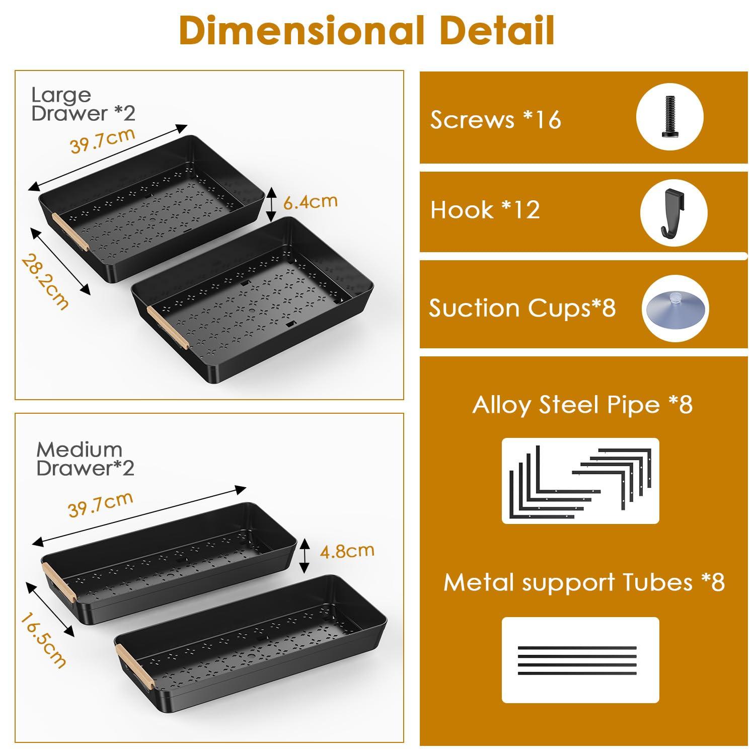 Rebrilliant Under Sink Organizer, 2 Tier Under Sink Organizers And Storage, Metal Slide Out Pull Out Cabinet Organizer ,2 Pack Sliding Drawer Organizer For Kitchen Bathroom Pantry