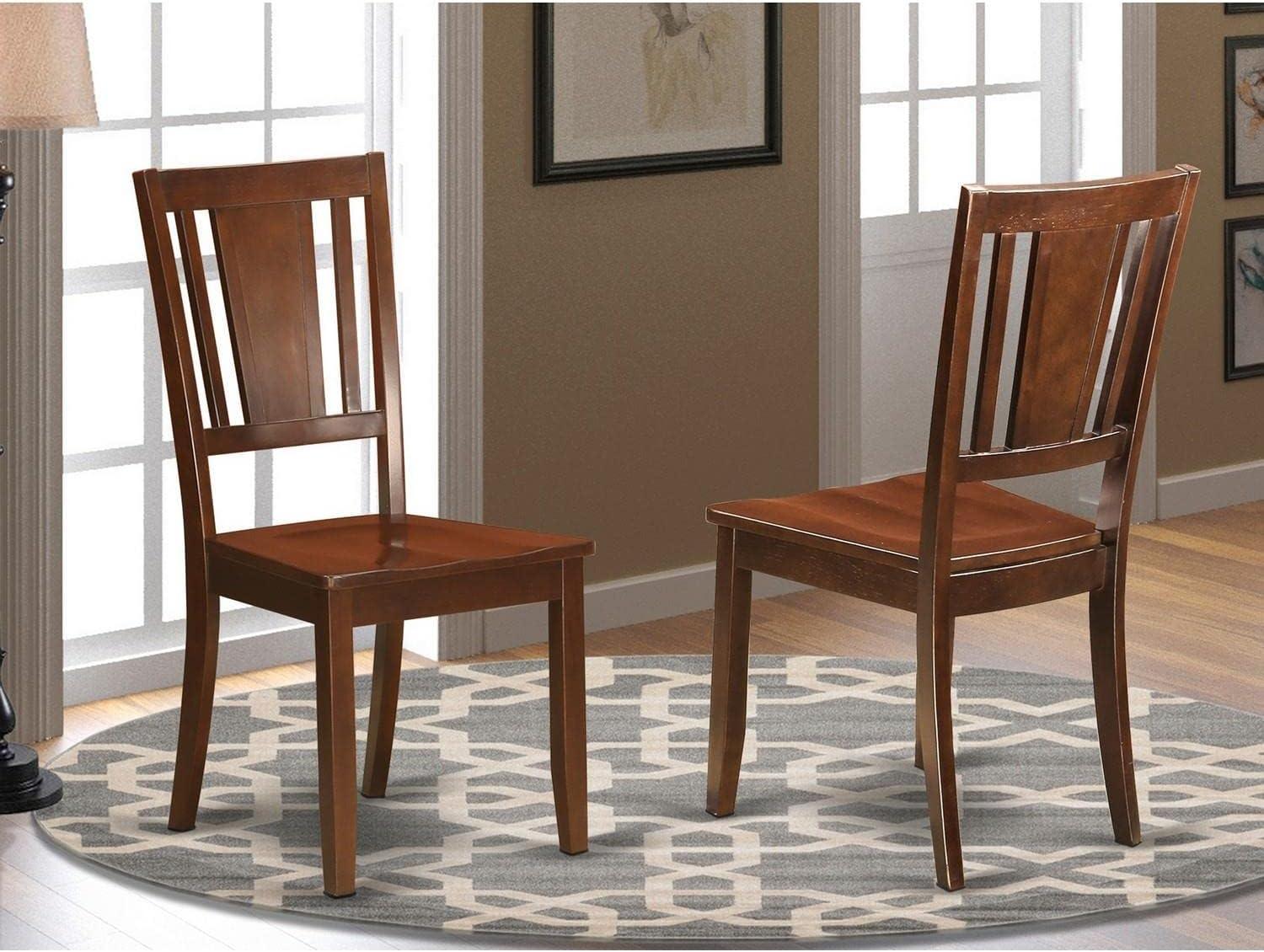 Mahogany Finish Slat Back Wooden Dining Chairs, Set of 2