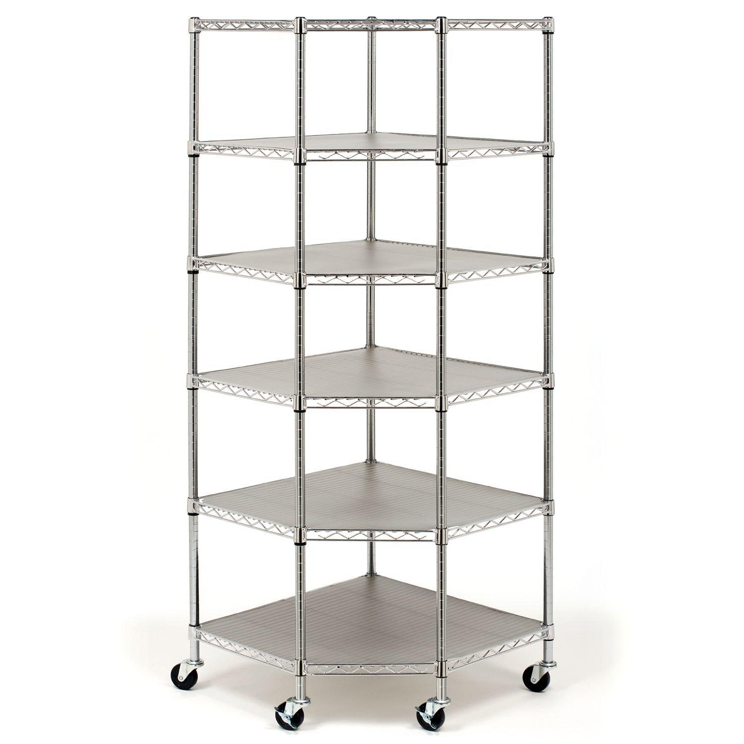 28'' W Corner Steel Adjustable Height Shelving Unit with Wheels