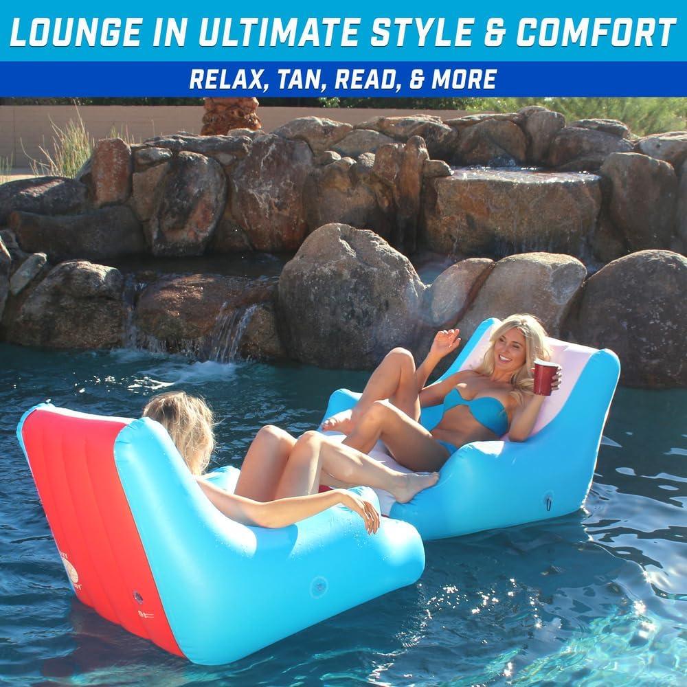 GoFloats Lazy Buoy Floating Lounge Chair with Cup Holders - The Most Comfortable Pool Float EVER