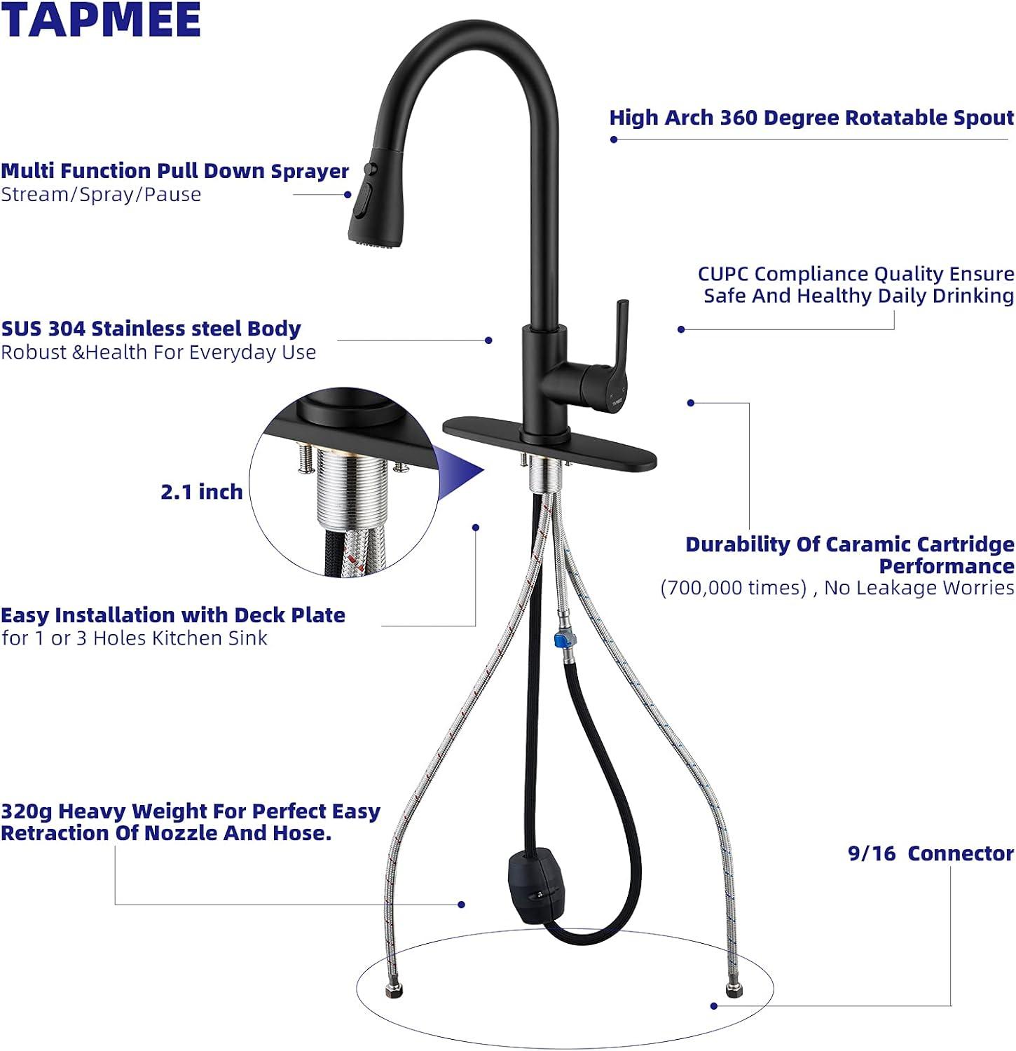 Babevy Pull Down Kitchen Faucet