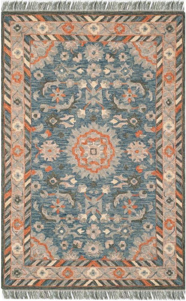 Aspen APN123 Hand Tufted Area Rug - Blue/Rust - 5'x8' - Safavieh.