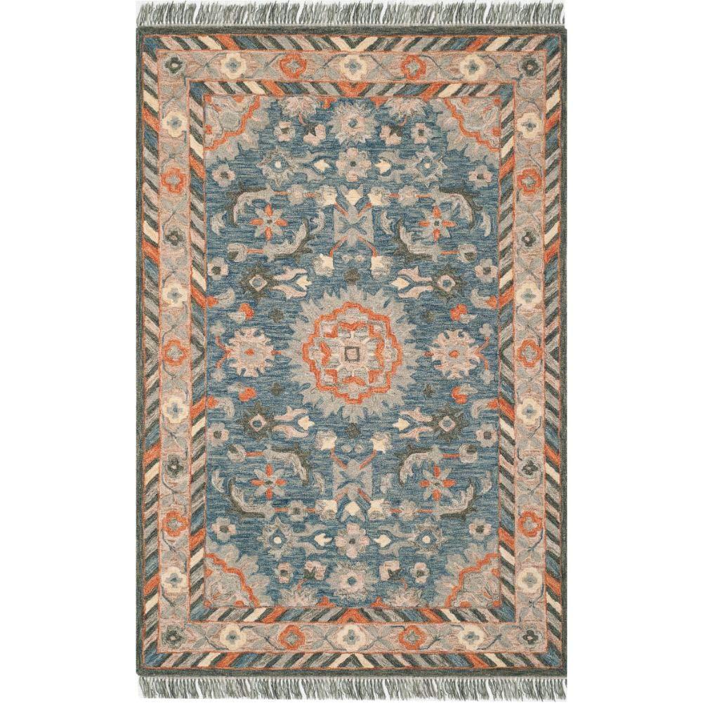 Aspen APN123 Hand Tufted Area Rug - Blue/Rust - 5'x8' - Safavieh.