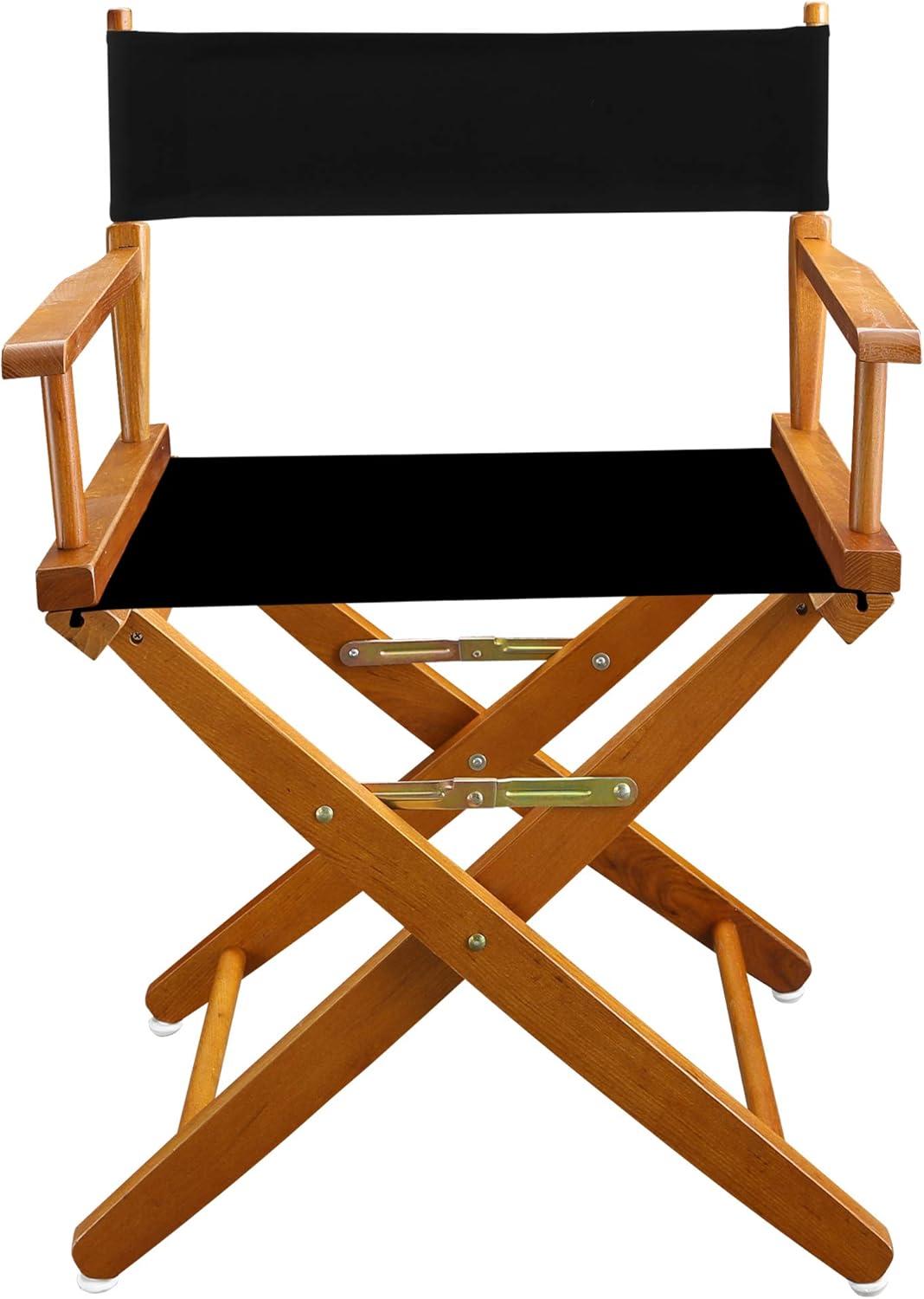 206-04-032-15 18 in. Extra-Wide Premium Directors Chair, Oak Frame with Black Color Cover