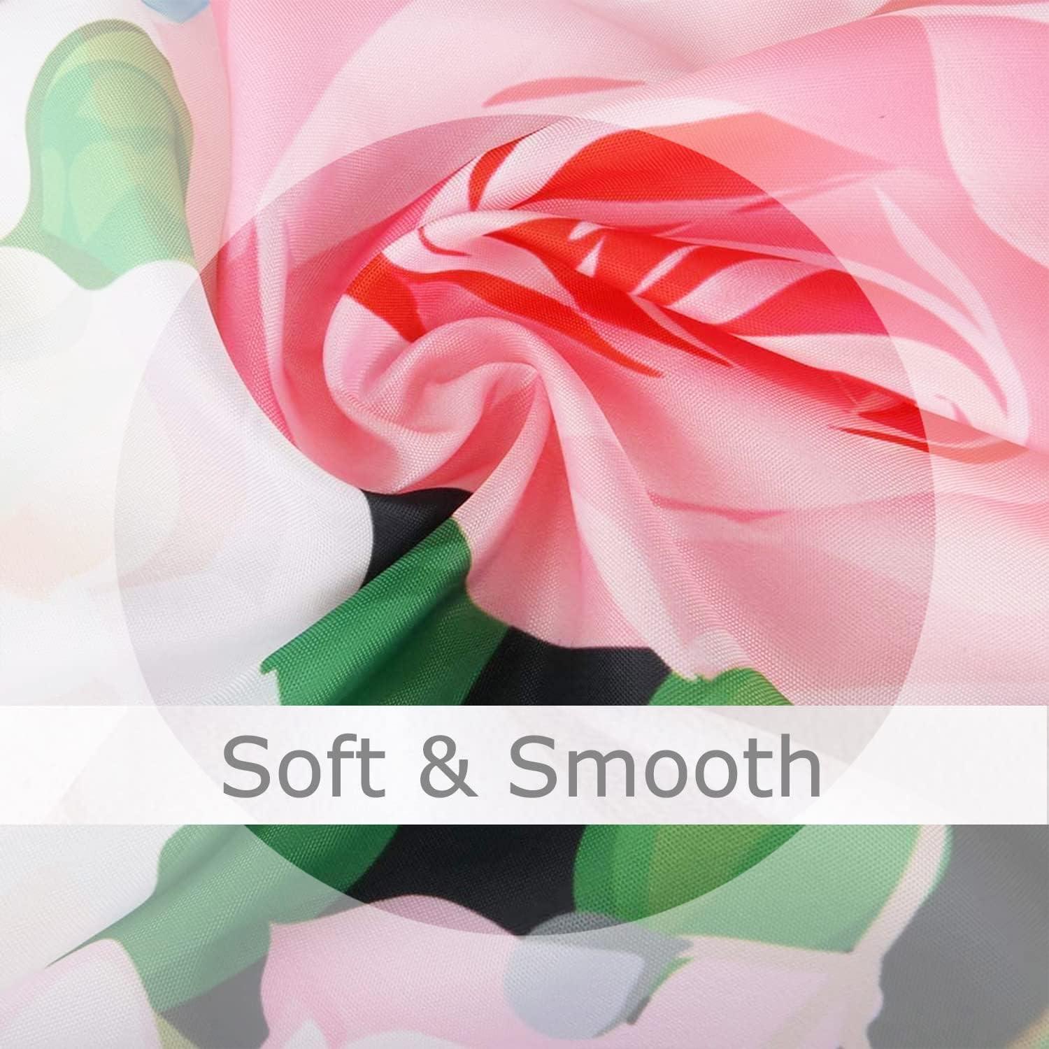 LIVILAN Striped Shower Curtain with Pink Roses, Pink Shower Curtain，Butterfly Shower Curtains Set with Hooks, Girly Shower Curtain for Bathroom 72x72 Inches