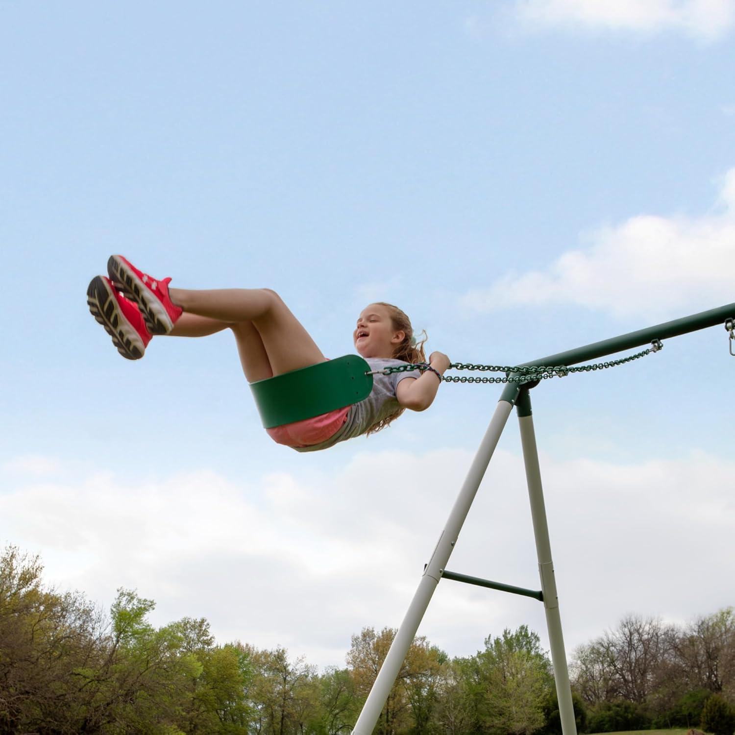 Backyard Discovery Backyard Discovery Big Brutus Galvanized Steel A-Frame Swing Set with Two Belt Swings and One Trapeze Bar
