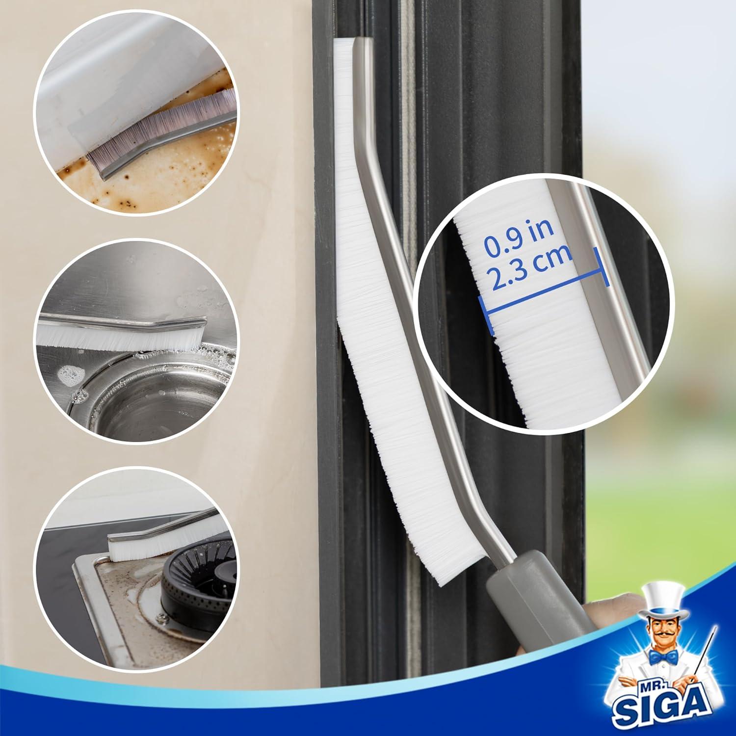 MR.Siga Household Crevice Cleaning Brush with Handle, Gap Cleaning Brushes,Nylon Brush,2 Pack