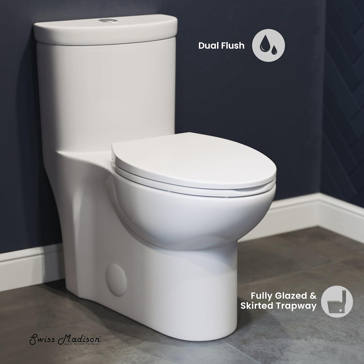 Sublime One-Piece Elongated Dual-Flush Handle Toilet 1.28 gpf