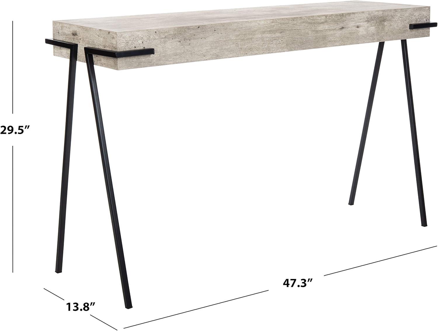 Jett Console Table - Light Grey Faux Concrete/Black - Safavieh