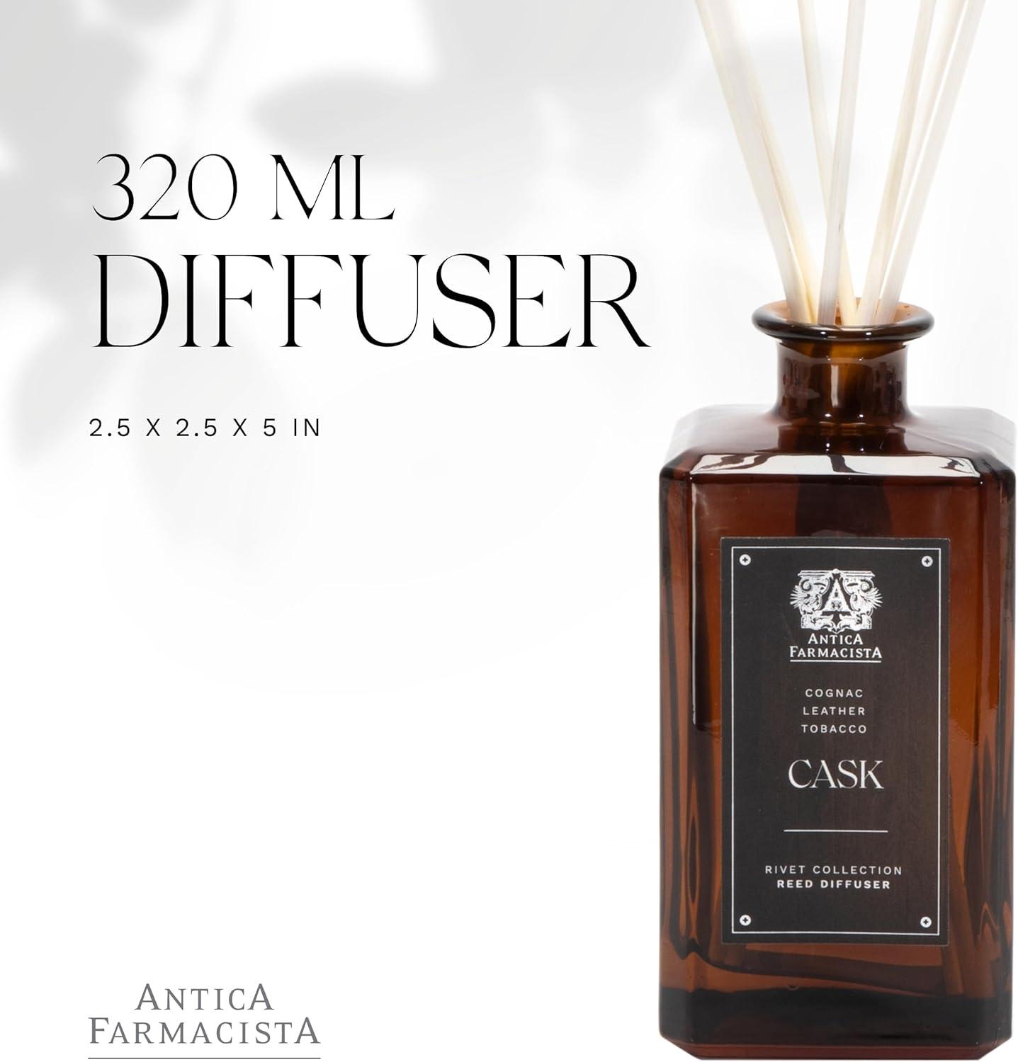 Smoky Cognac Leather Rose Reed Diffuser, 320ml