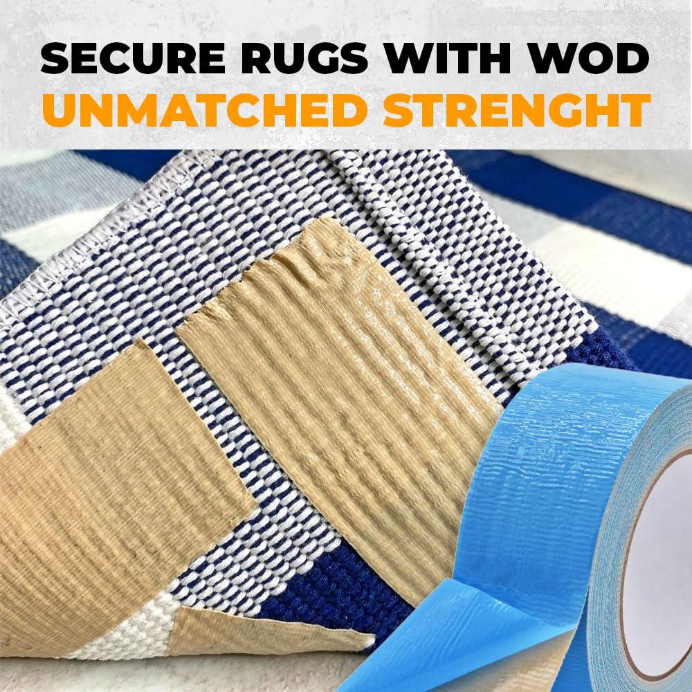 WOD Blue Double Sided Carpet Tape 4 in. x 25 feet. Strong Adhesion Indoor Outdoor Rugs