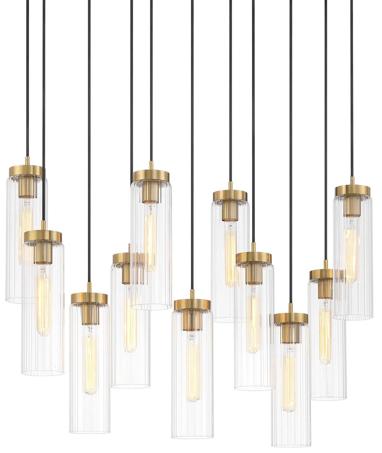 Possini Euro Design Marika 32" Modern Pendant Chandelier Ceiling Light Fixture Dining Room Over Table Kitchen Island Multi-Light Soft Gold Finish