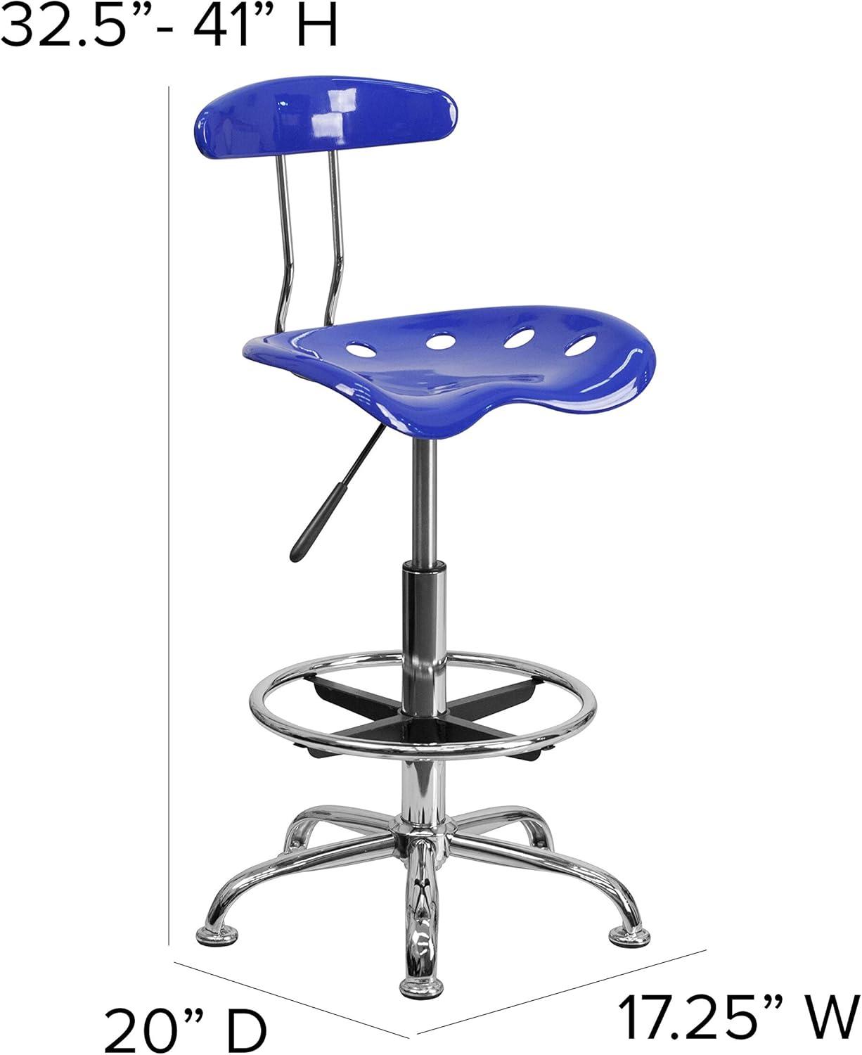 Monroe Vibrant Chrome Drafting Stool with Tractor Seat