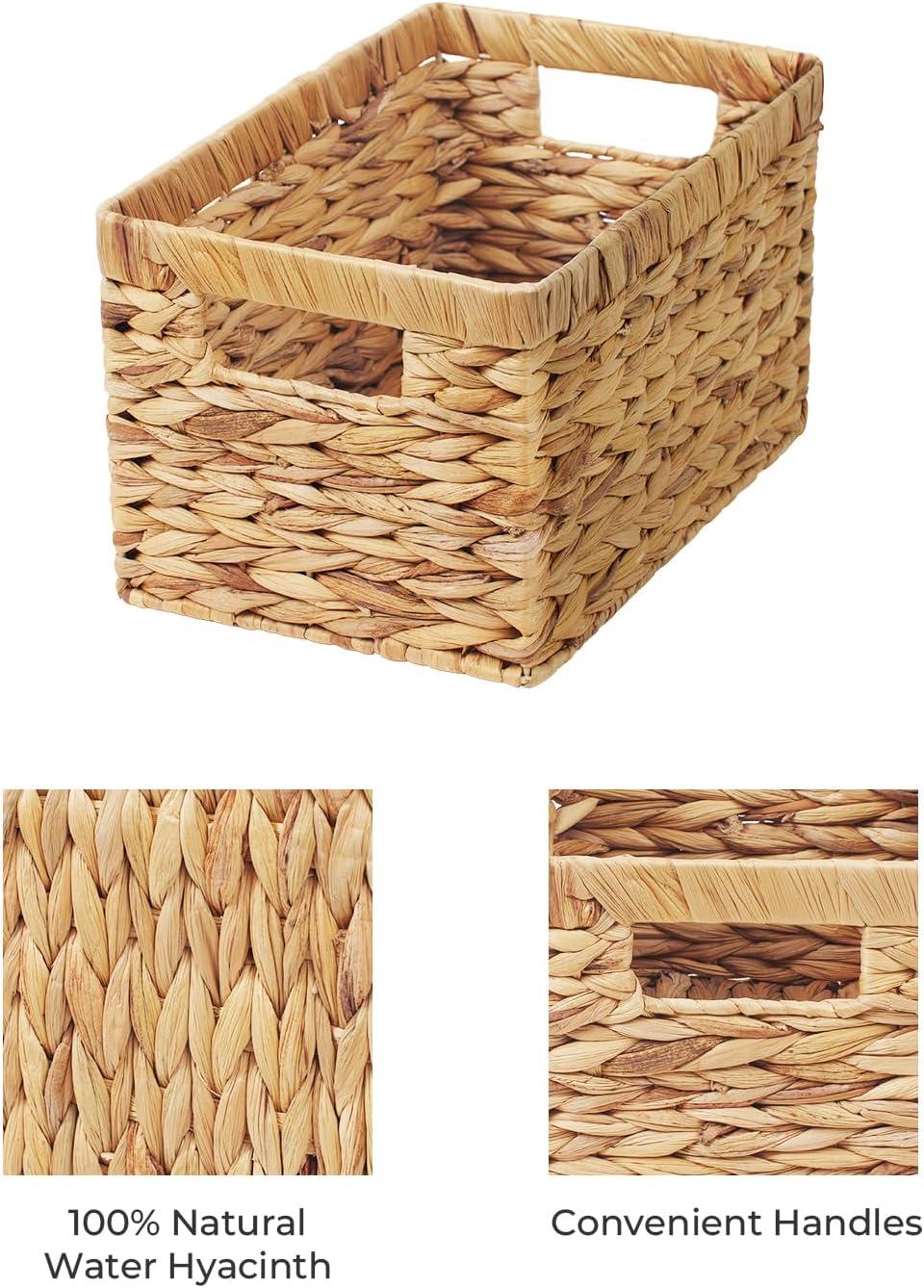 Natural Wicker Rectangular Storage Basket with Handles