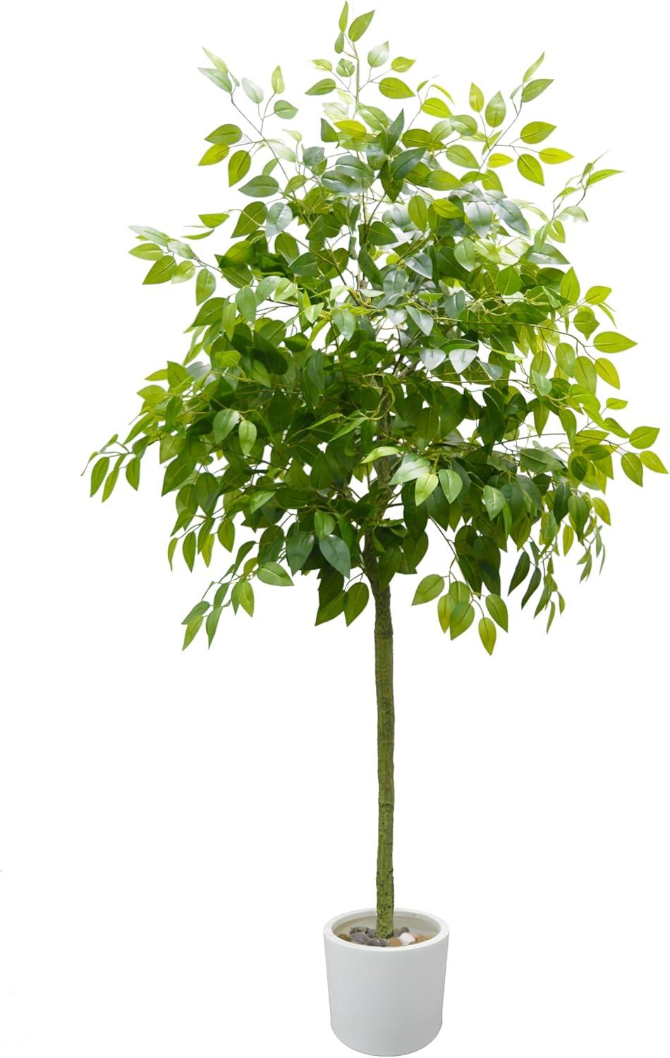 Artificial Fiddle Leaf Fig Tree 5FT, Faux Fiddle Leaf Fig Tree with Tall White Planter