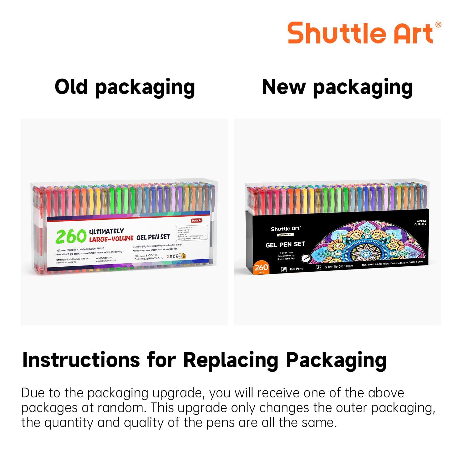 Shuttle Art 260 Pack Gel Pens Set 220% Ink Gel Pen for Adult Coloring Books Art Markers 130 Colored Gel Pens Plus 130 Refills