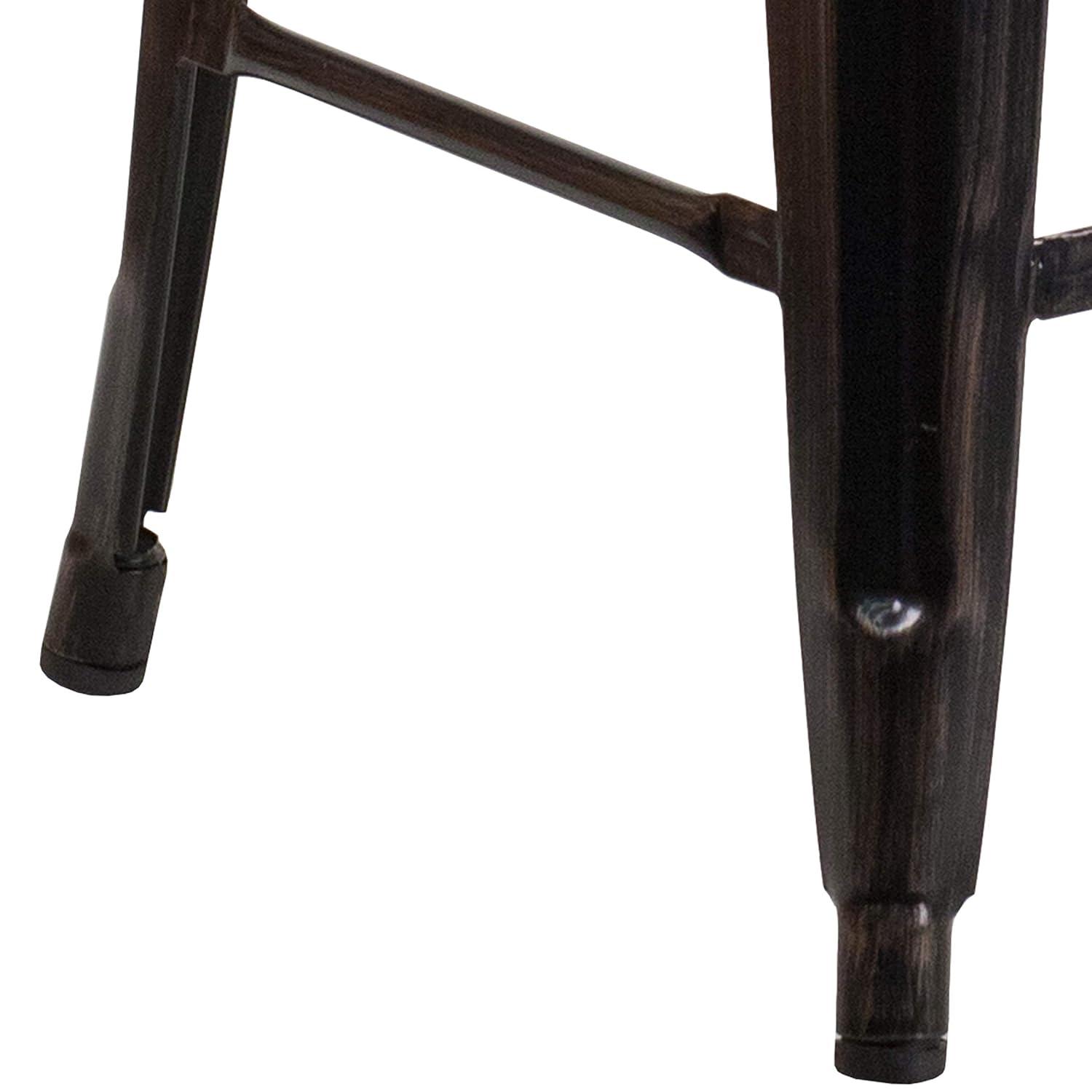 Flash Furniture Margherite 30" High Backless Metal Barstool with Square Wood Seat