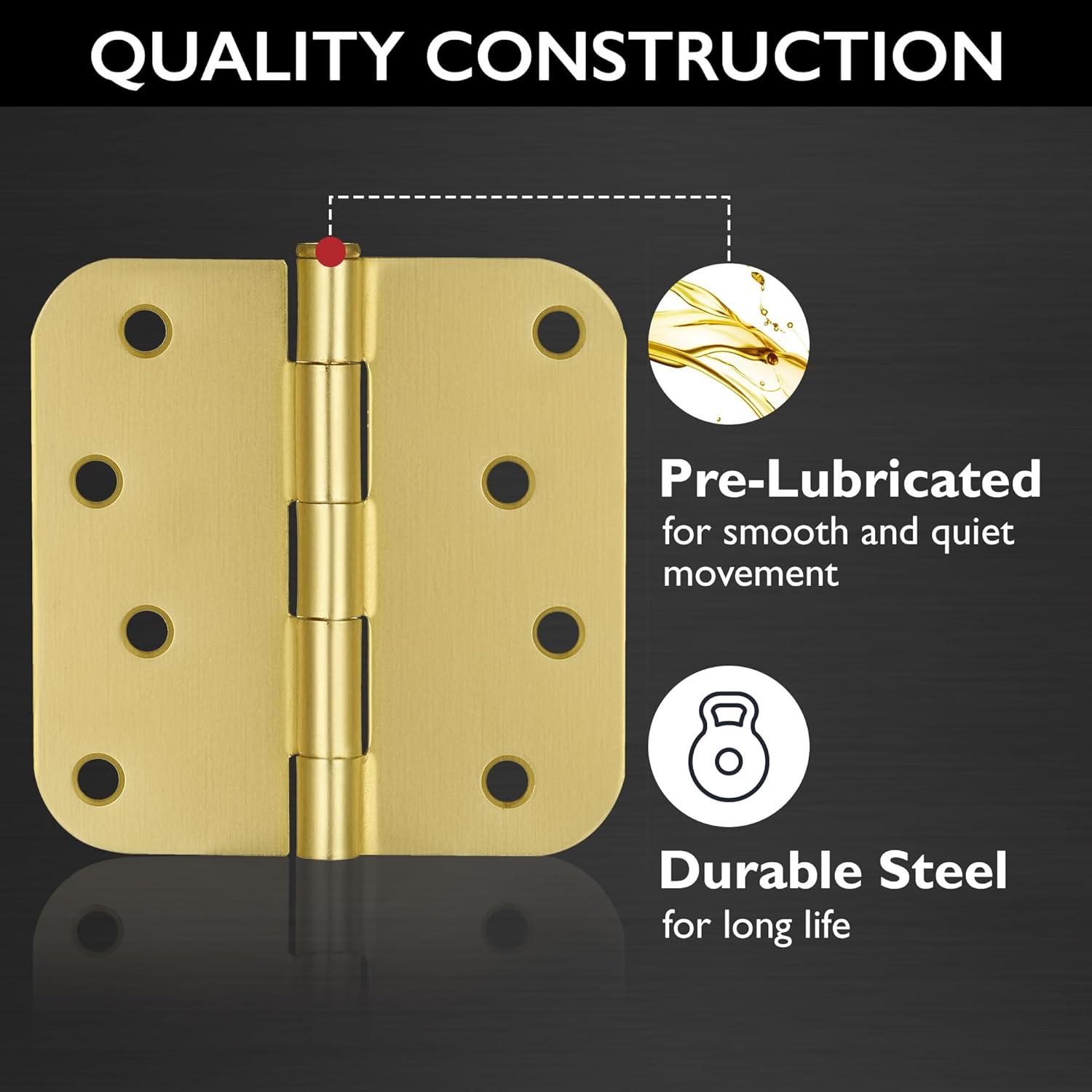 Design House Door Hinge 4-Inch, 5/8-inch Radius, 3-Pack (Set of 3)