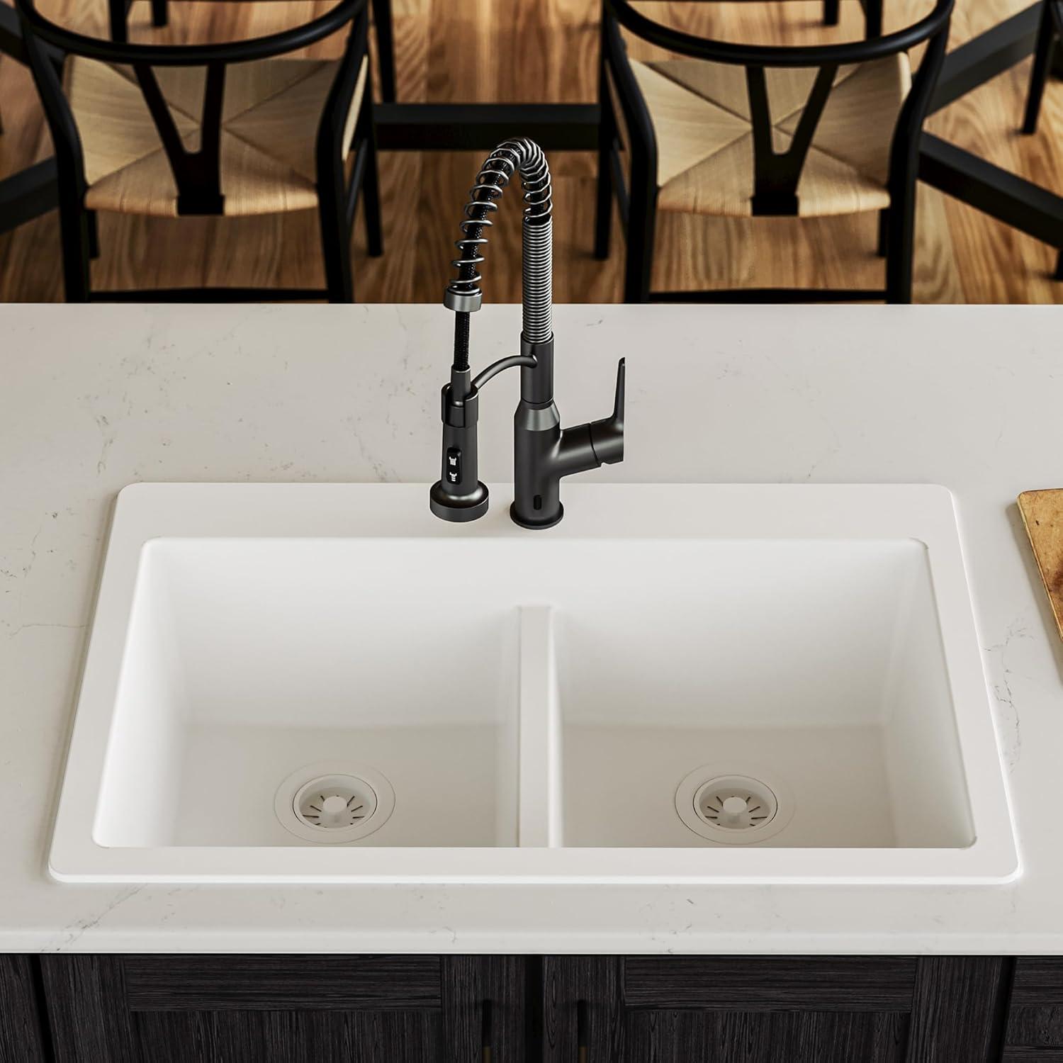 Karran Quartz 33'' X 22'' 50/50 Double Bowl Composite Drop-in Kitchen Sink