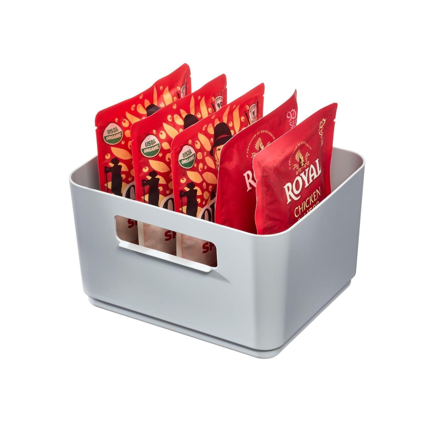 iDesign iDesign Plastic Pantry Storage Bin with Handles for Kitchen Organization - Set of 2 - Gray