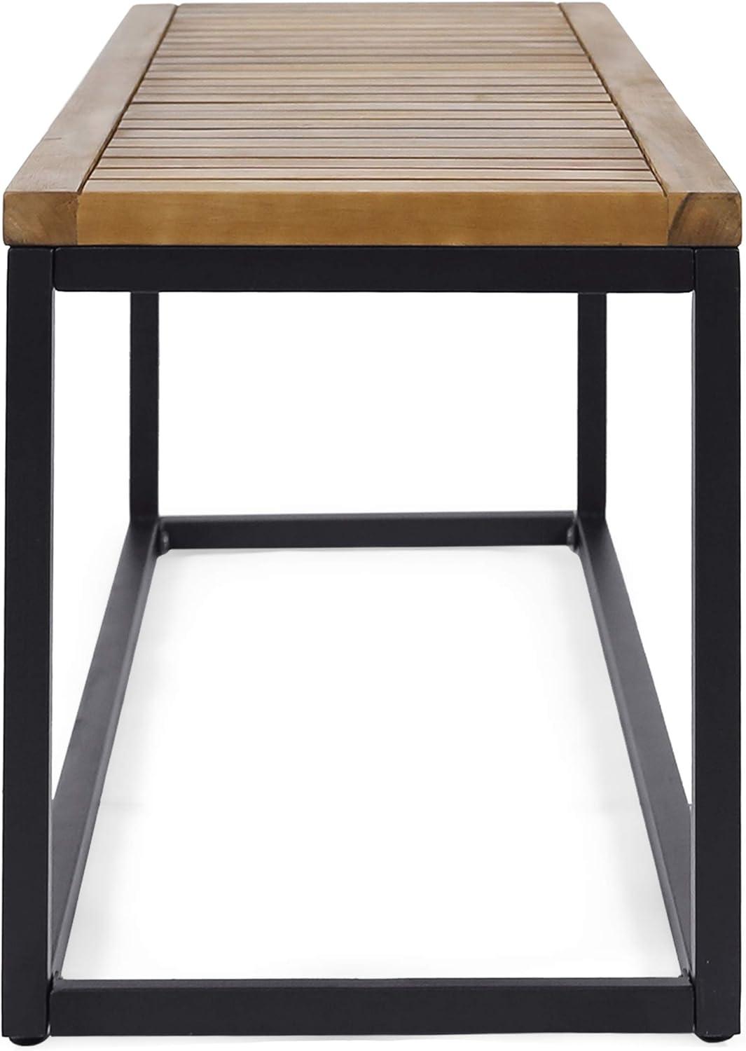 17 Stories Farmhouse Outdoor Iron Frame Picnic Bench