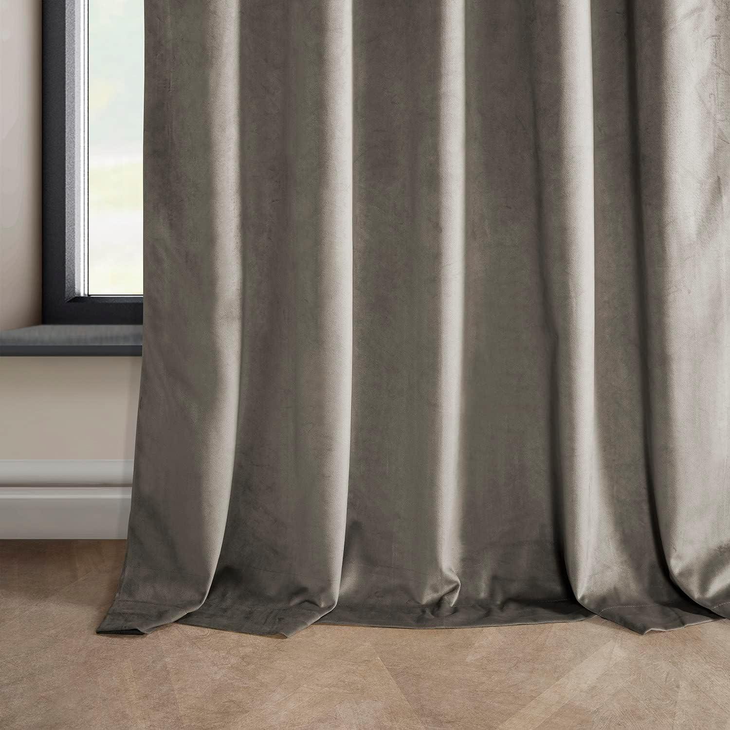 HPD Half Price Drapes Gallery Taupe Heritage Plush Velvet Room Darkening Curtains for Bedroom & Living Room Curtains (1 Panel), Window Curtains 84 inches long, Rod Pocket Curtains & Drapes,50W X 84L