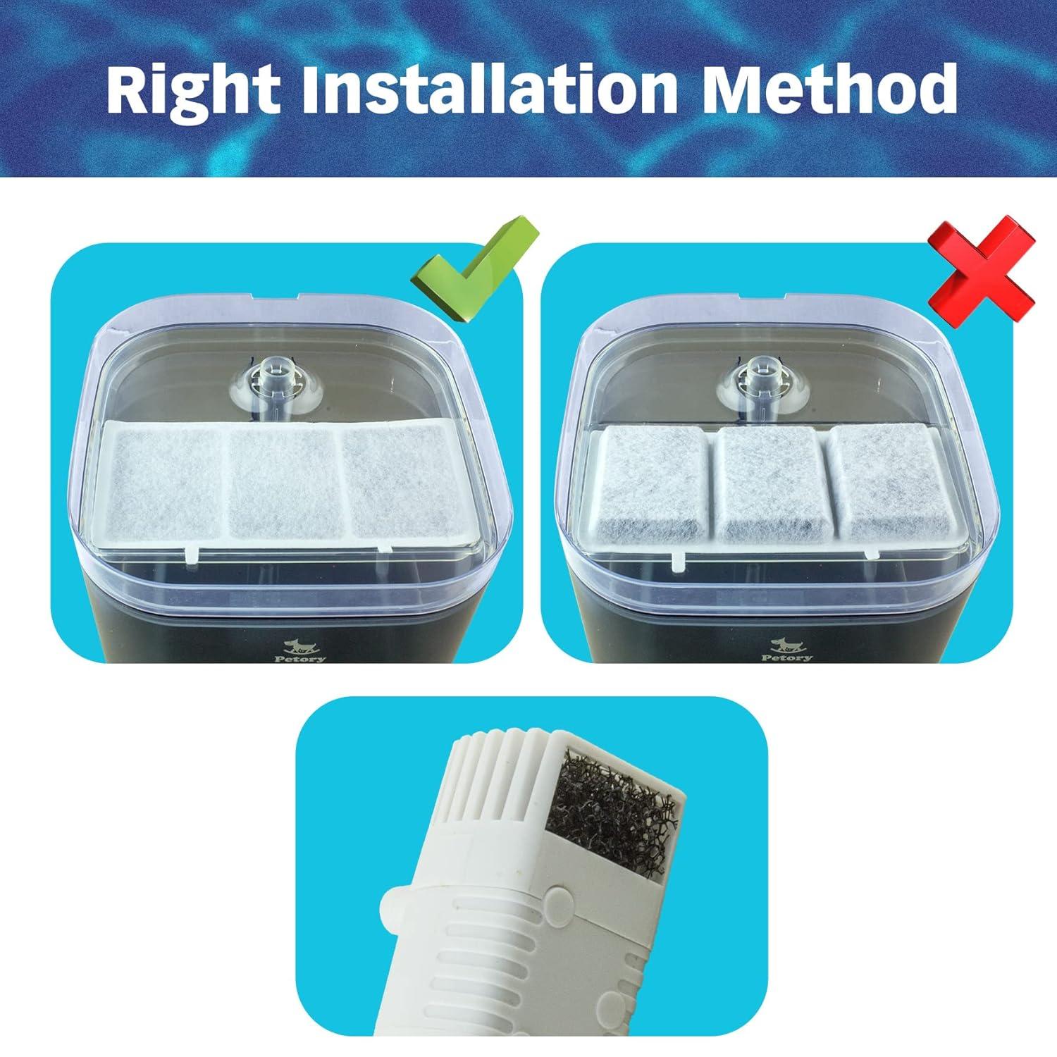 PET STANDARD Replacement Water Filter & 10 Pack Replacement Pre-Filter Sponges Compatible With Petory® 74oz/2.2L Automatic Pet Fountain, Pack of 10