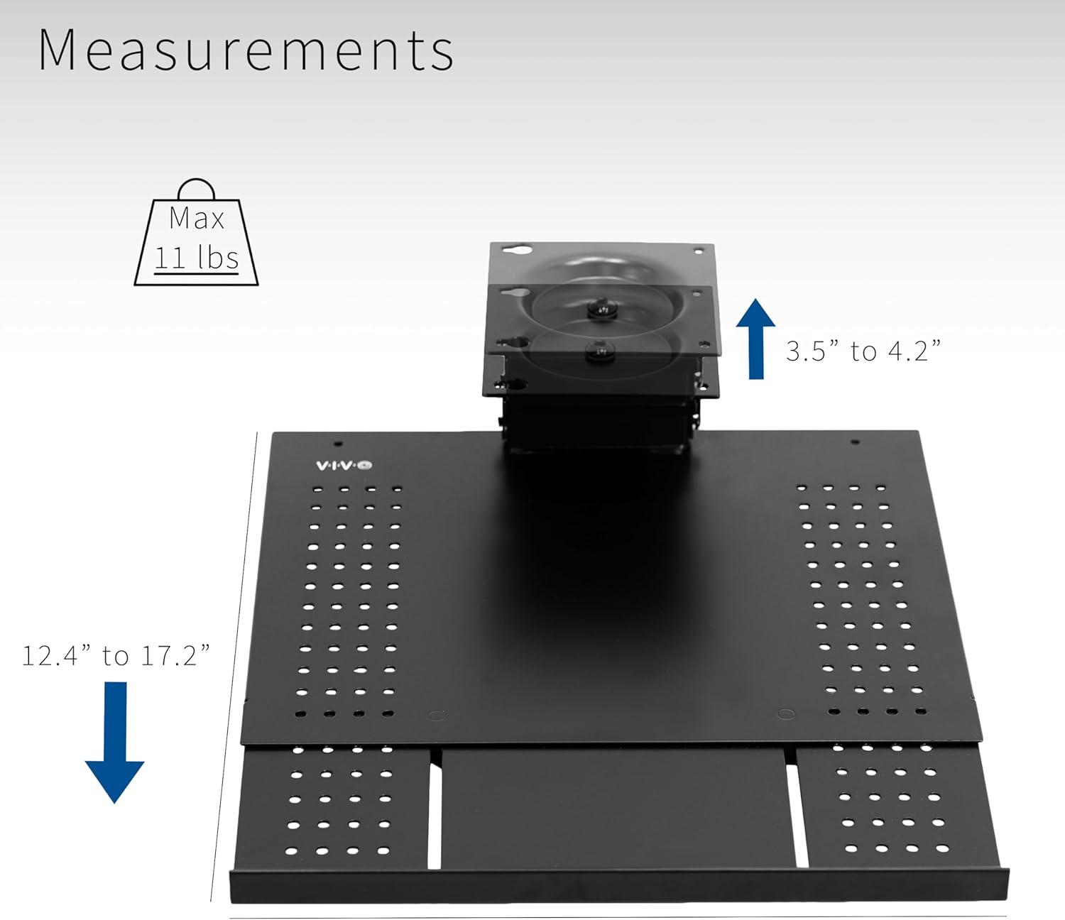 VIVO Black Under Desk Sliding Tray, Adjustable Laptop Holder