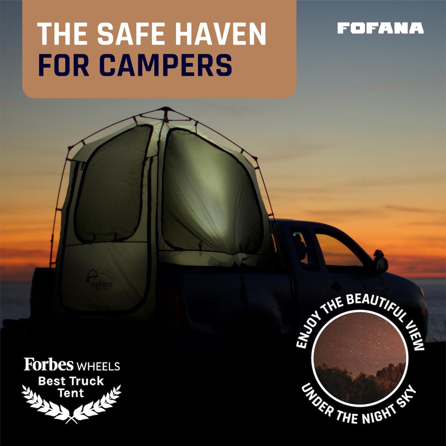 FOFANA Truck Bed Tent for Camping - Automatic Setup - Pickup Truck Tent for Mid Size| Camper Shell for Overland Camping