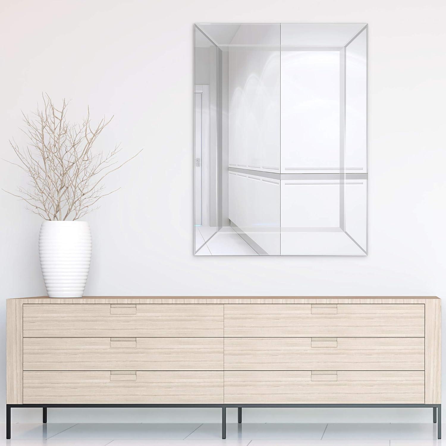 Empire Art Direct Modern Beveled Rectangular Wall Mirror,Bathroom,Bedroom,Living Room,Ready to Hang - 30 in. x 1.24 in. x 40 in.