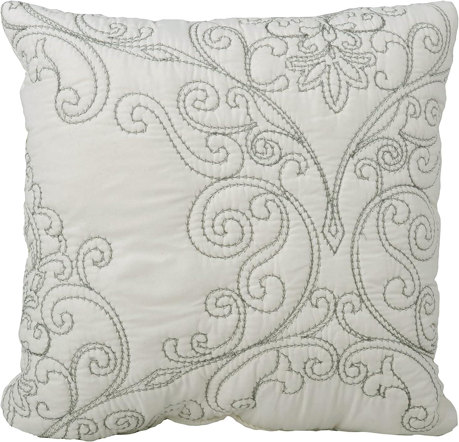 Home Soft Things 4-Piece Reversible Damask Embroidery Bedspread Set, Antique White, Oversized King 120"x120"