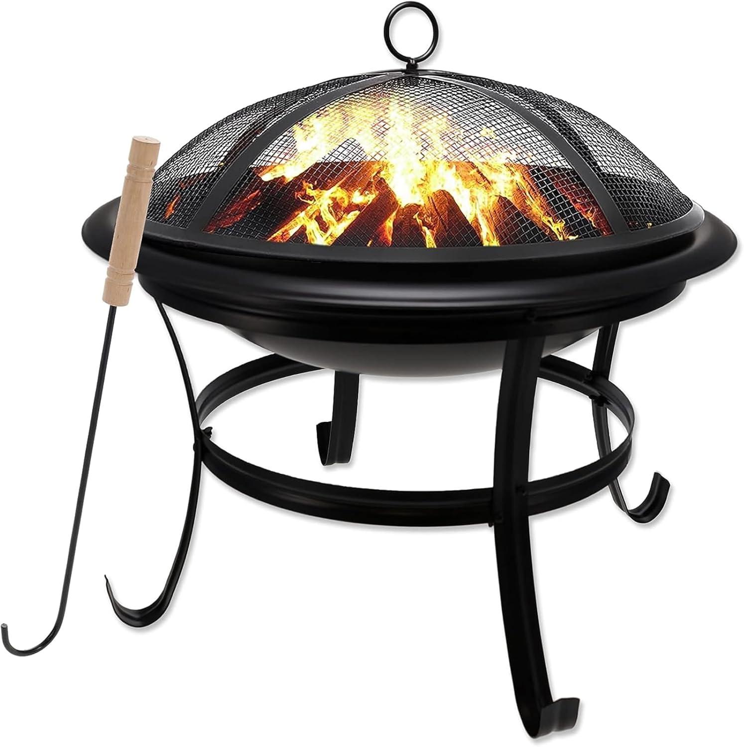 GasOne 21.5" Metal Round Outdoor Wood-Burning Fire Pit