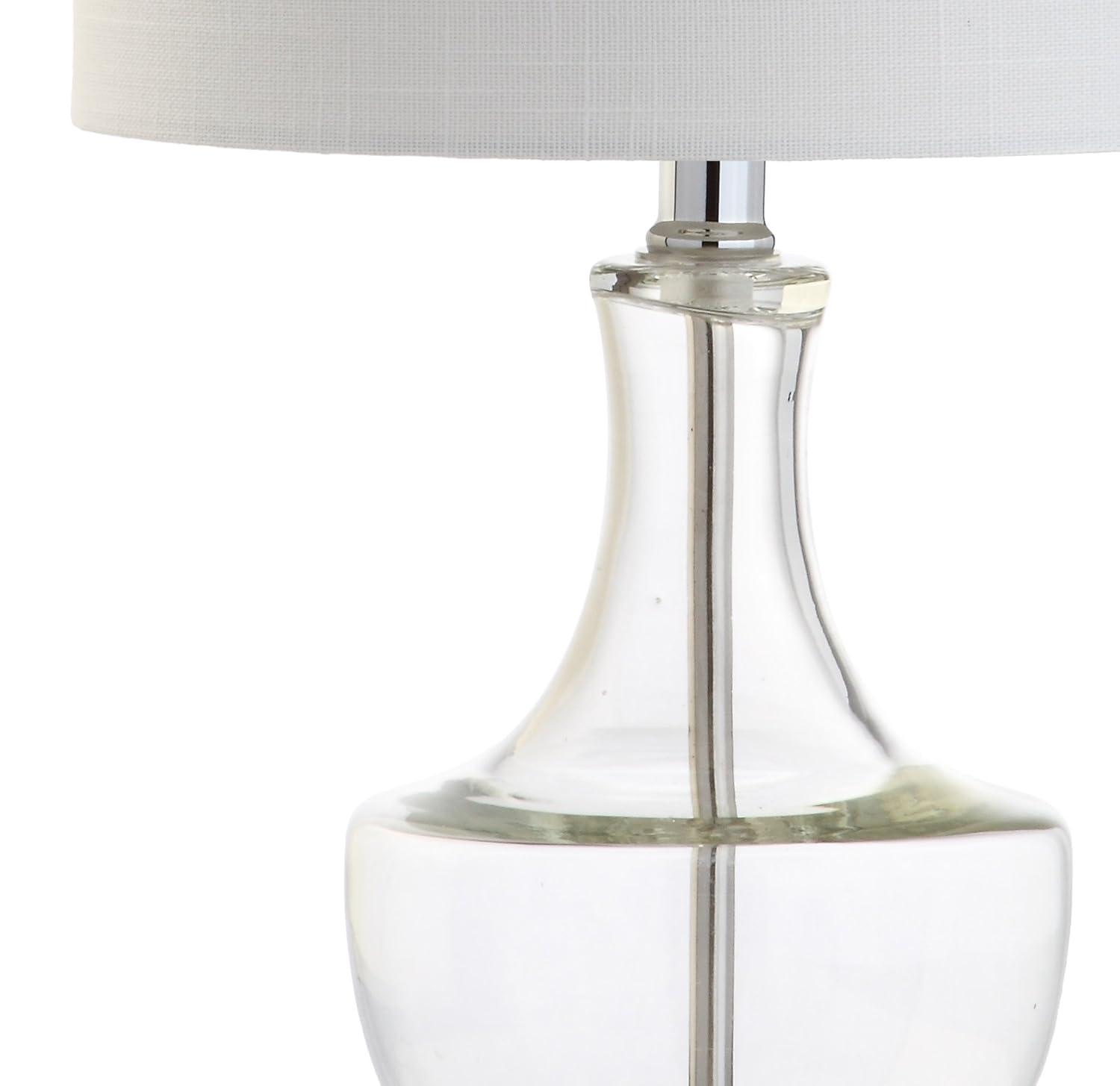 JONATHAN Y JYL1029A Colette 20" Mini Glass LED Table Lamp, Transitional, Glam, Global for living room, dinning room, bedroom, office Bulb Included, Clear