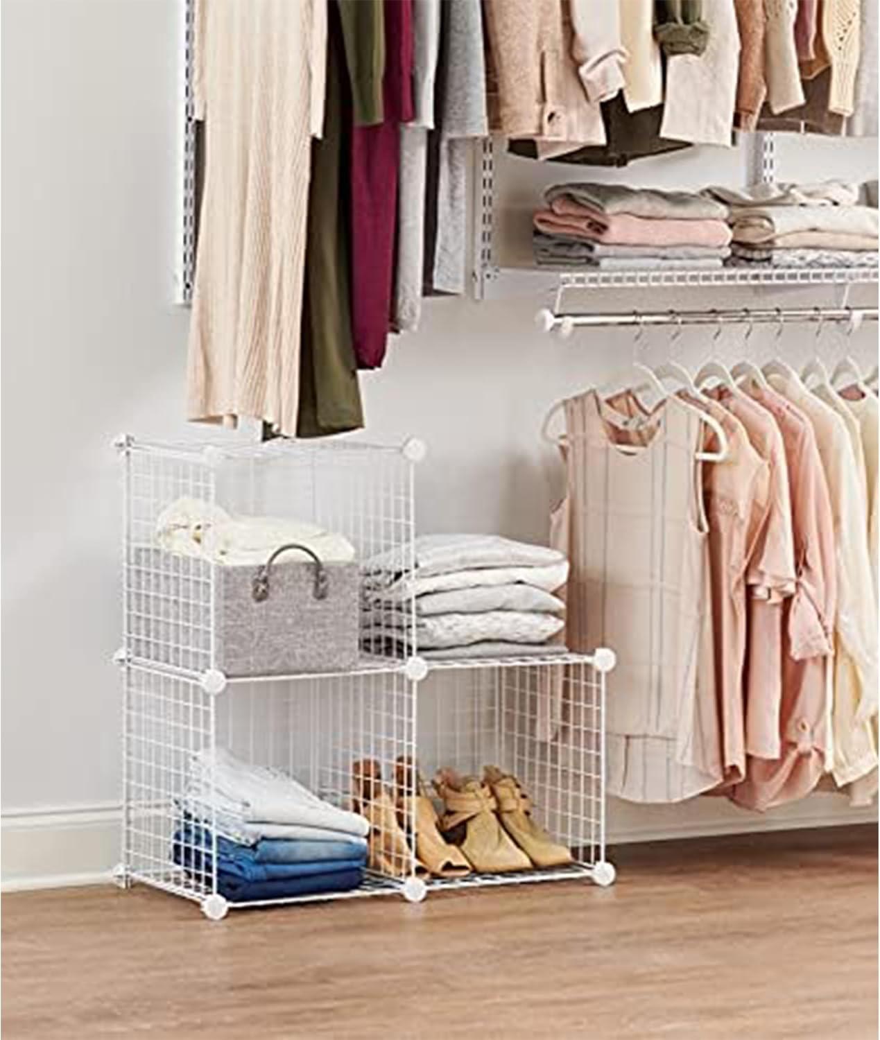 Rubbermaid 3-Piece Stackable Modular Storage Cube Set, Closet Organizer, White